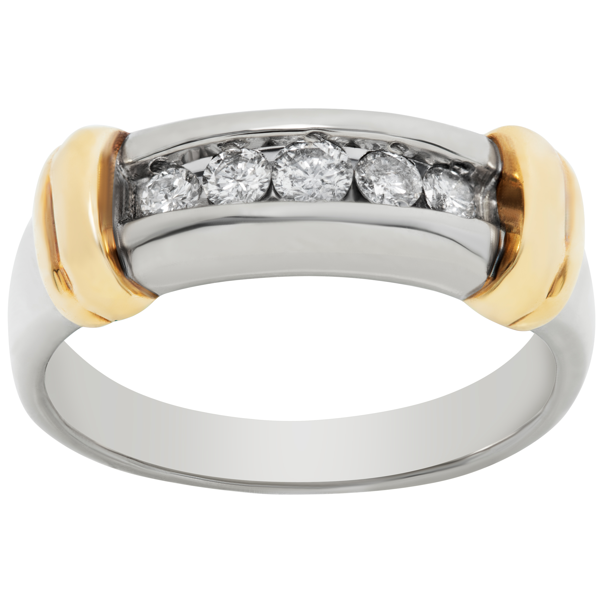 Diamond band in 18k white and yellow gold. image 1