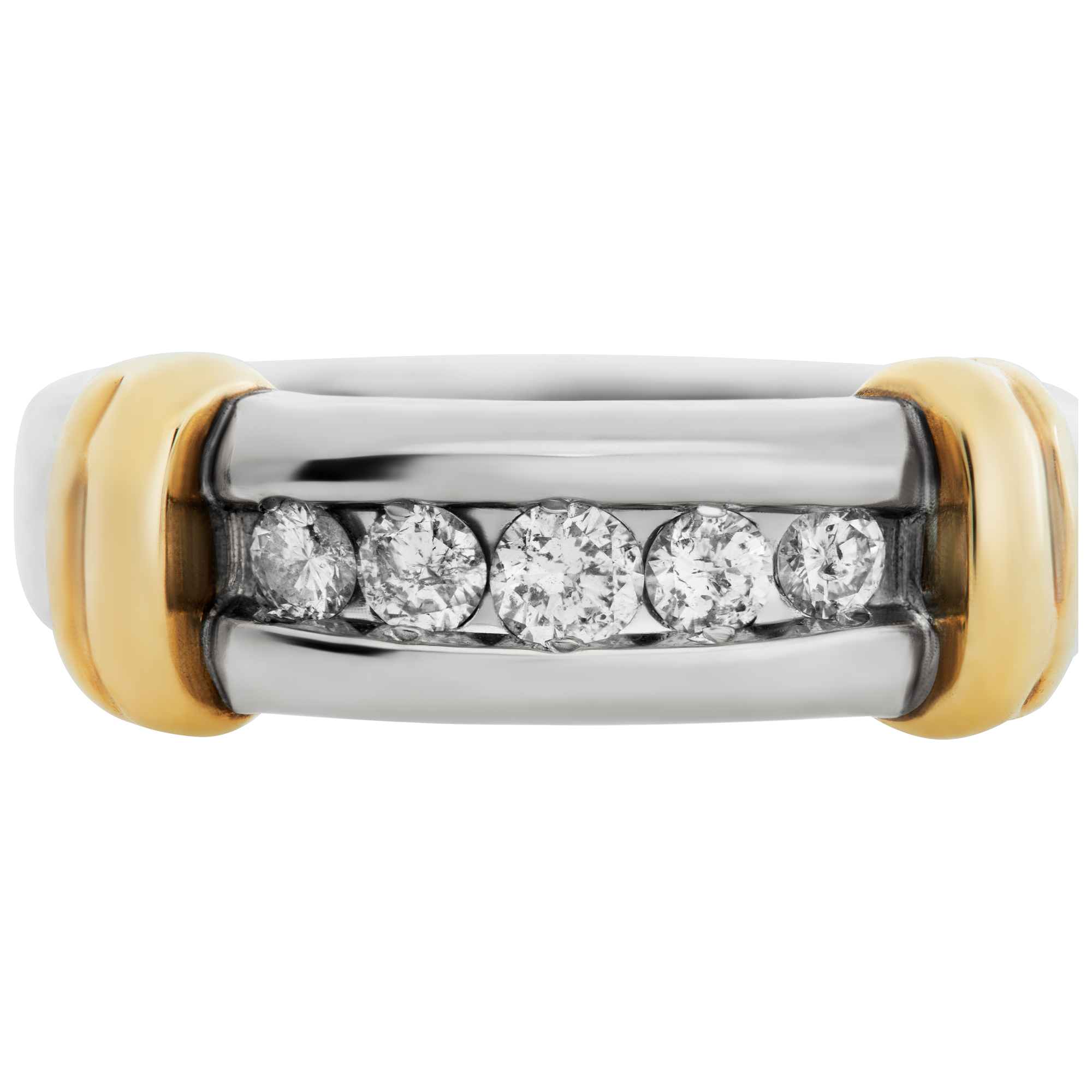 Diamond band in 18k white and yellow gold. image 2