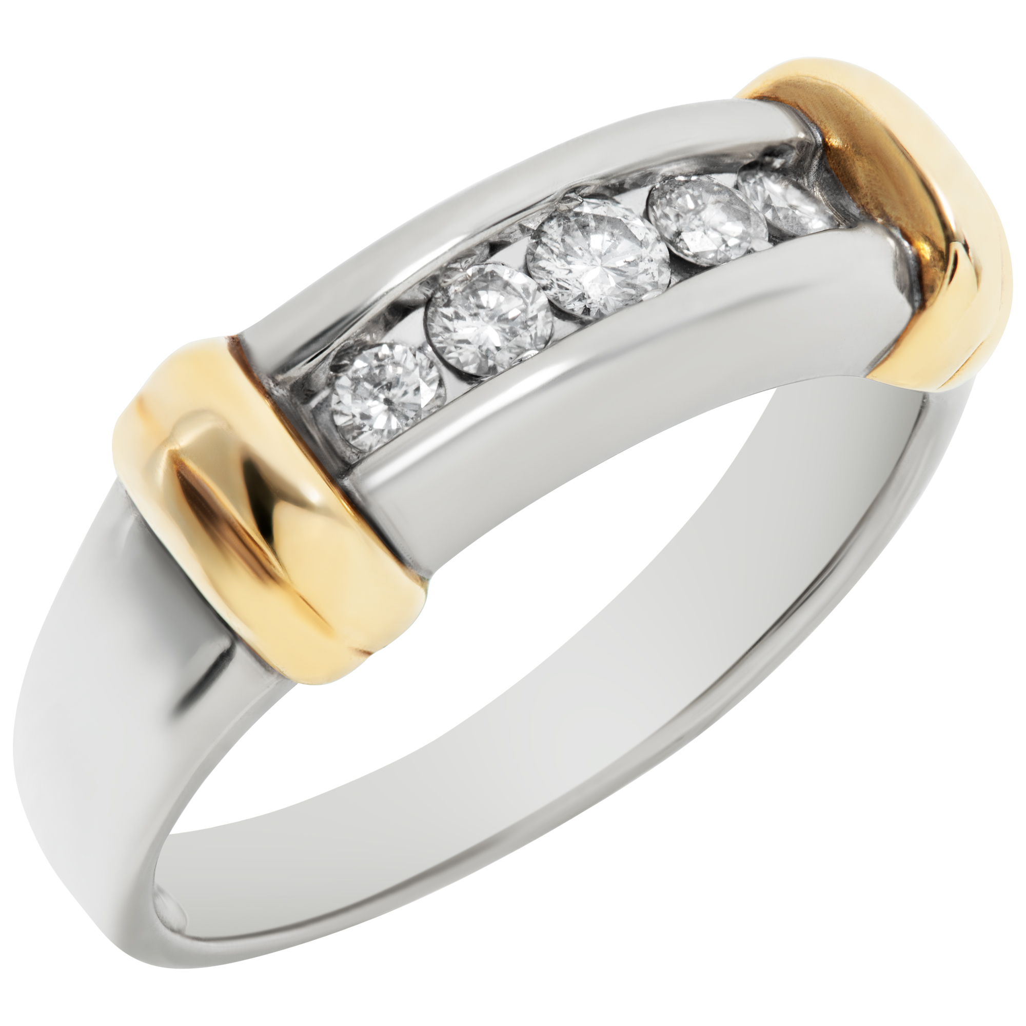 Diamond band in 18k white and yellow gold. image 3