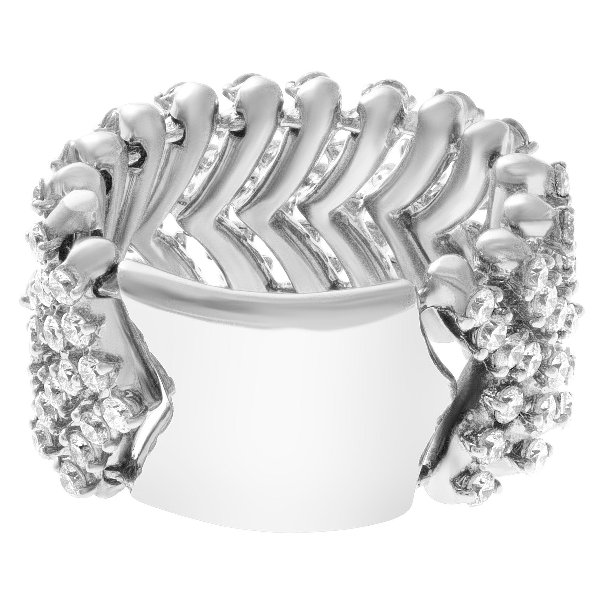 Flexible Diamond Chevron link ring in 18k white gold. 2.25cts in diamonds. Size 5.25 image 2