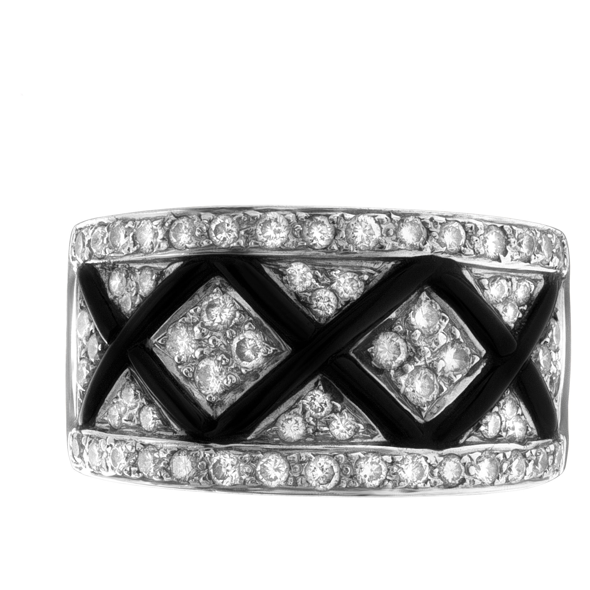 Black enamel and diamond ring in 18k white gold. 1.00 carats in diamonds image 4