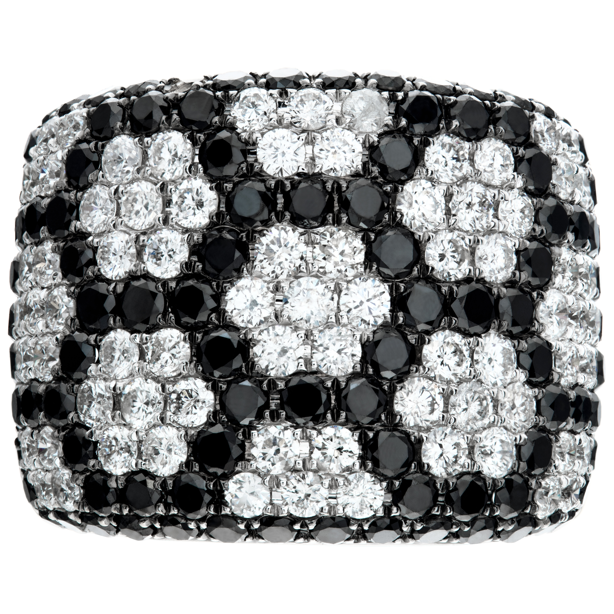 White & black diamonds ring set in 18K white gold. Total diamonds approx weight 3.00 carats Size 5. image 2