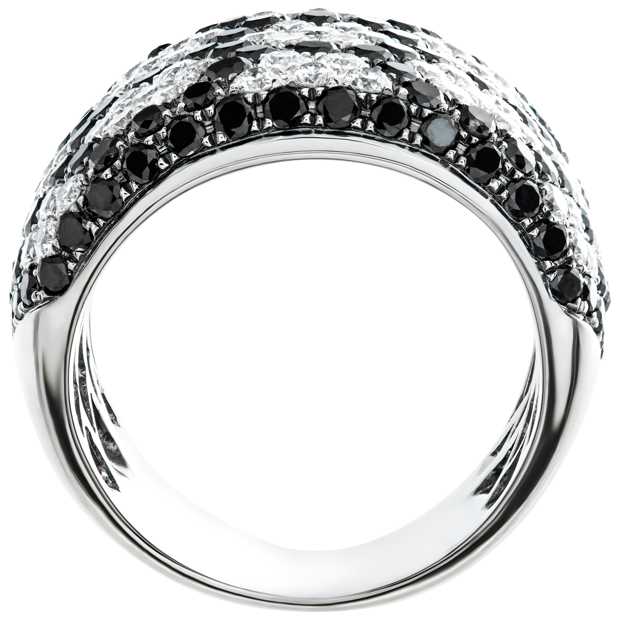 White & black diamonds ring set in 18K white gold. Total diamonds approx weight 3.00 carats Size 5. image 4