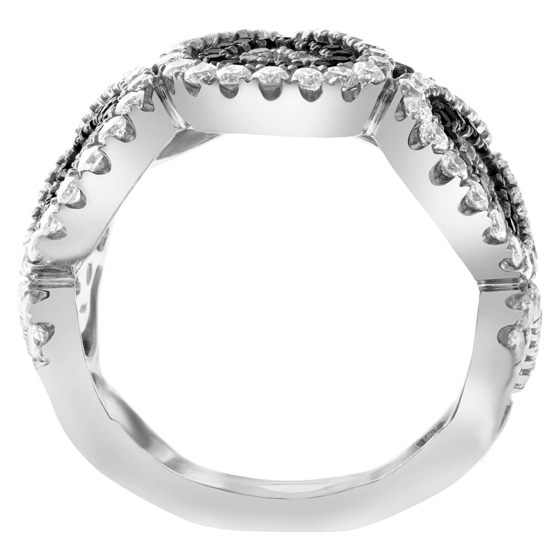 Unique white and black diamond swirl ring. 3.00cts in diamonds in 14k white gold image 3