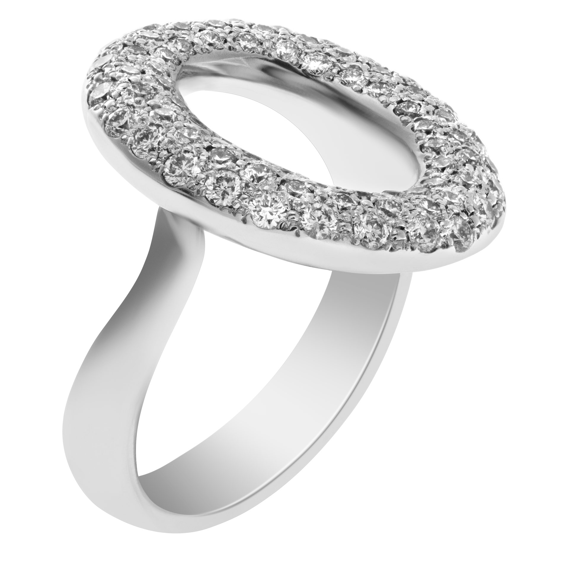 "O" pave diamond ring in 14k white gold, 1 carat of diamonds image 2