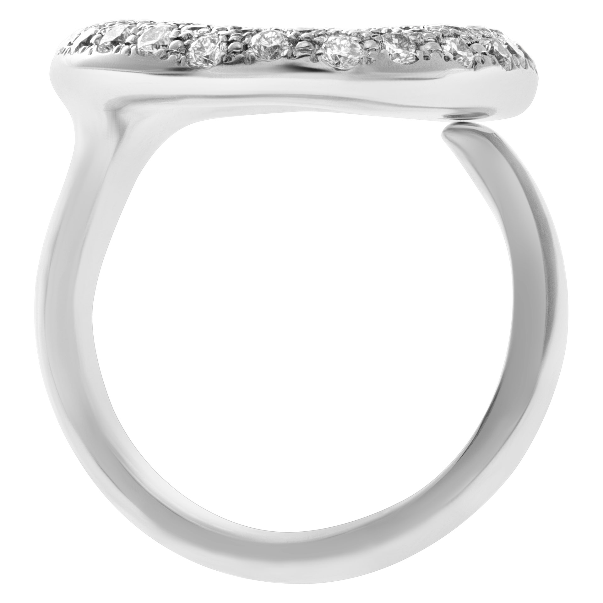 "O" pave diamond ring in 14k white gold, 1 carat of diamonds image 3