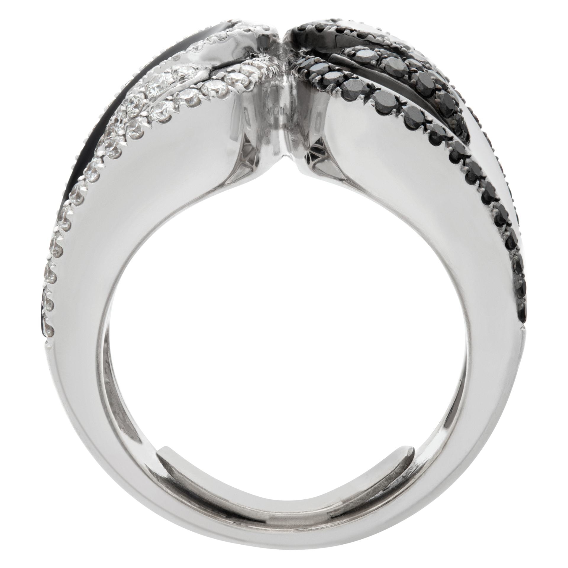 Black & white enamel ring in 18k white gold. Wrapped with (0.50ct) matching diamonds image 4