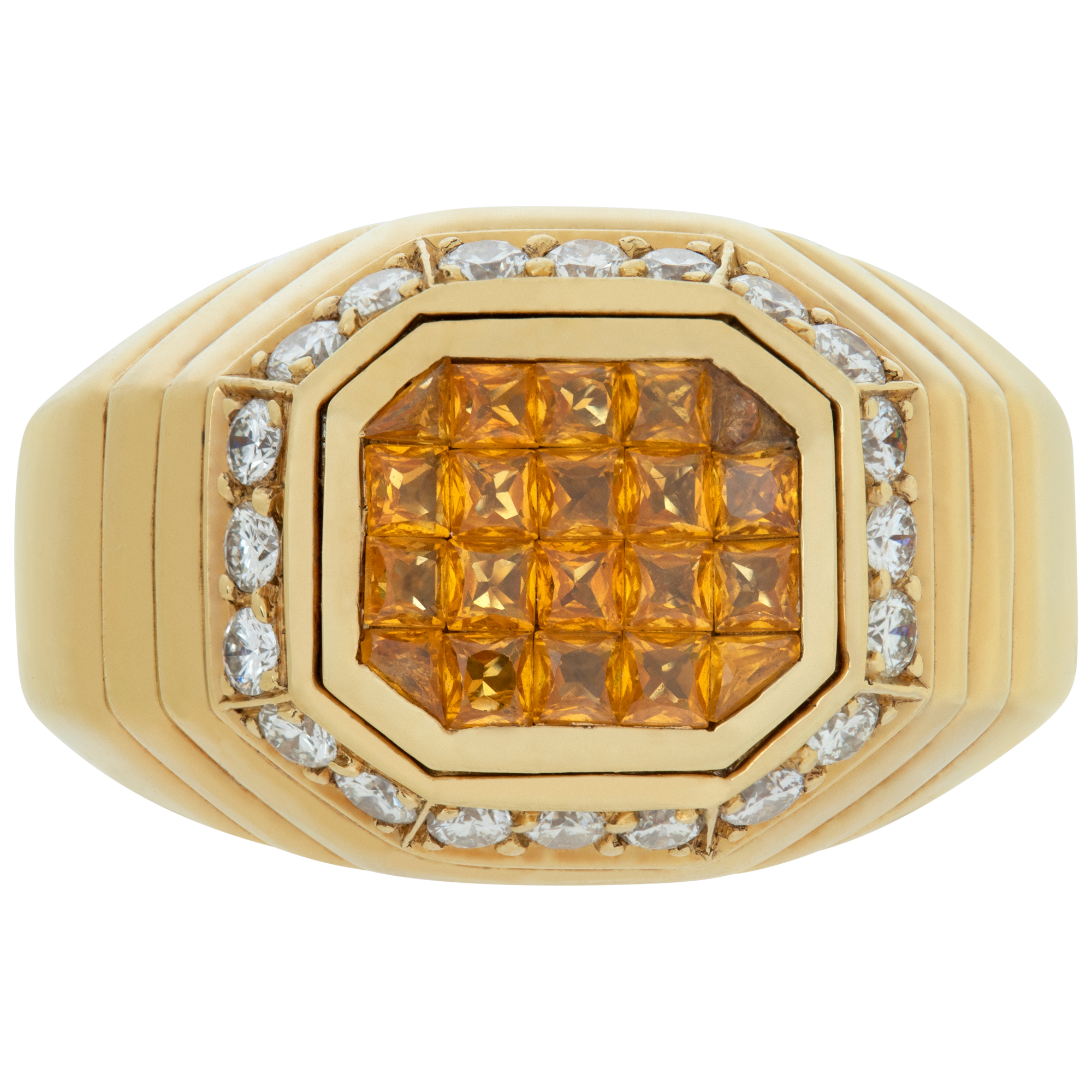 18K Yellow Gold ring with Yellow Sapphire and Diamonds accent image 2