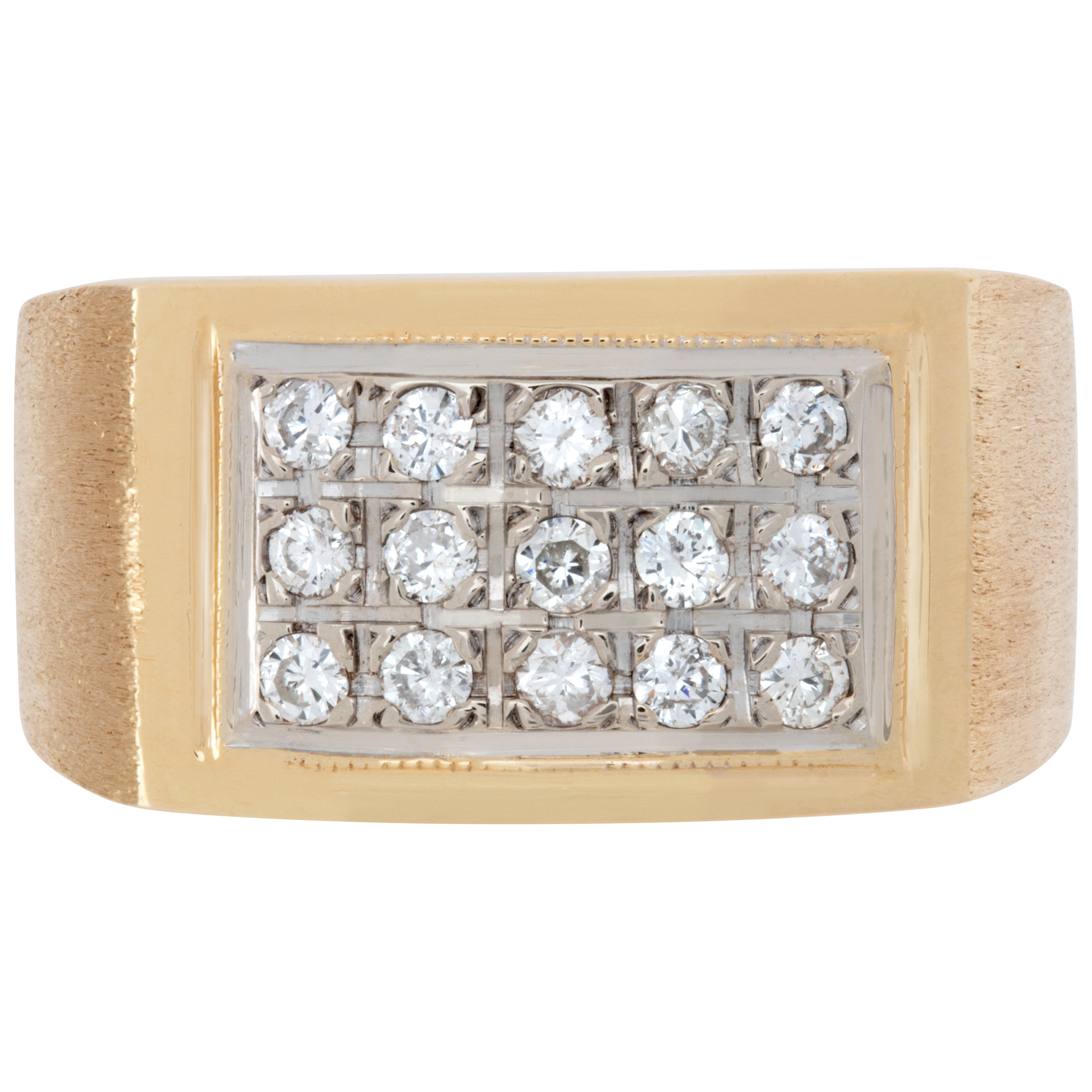 Gents solid diamond ring in 14k yellow gold.  0.70 carats in diamonds. Size 8 image 2
