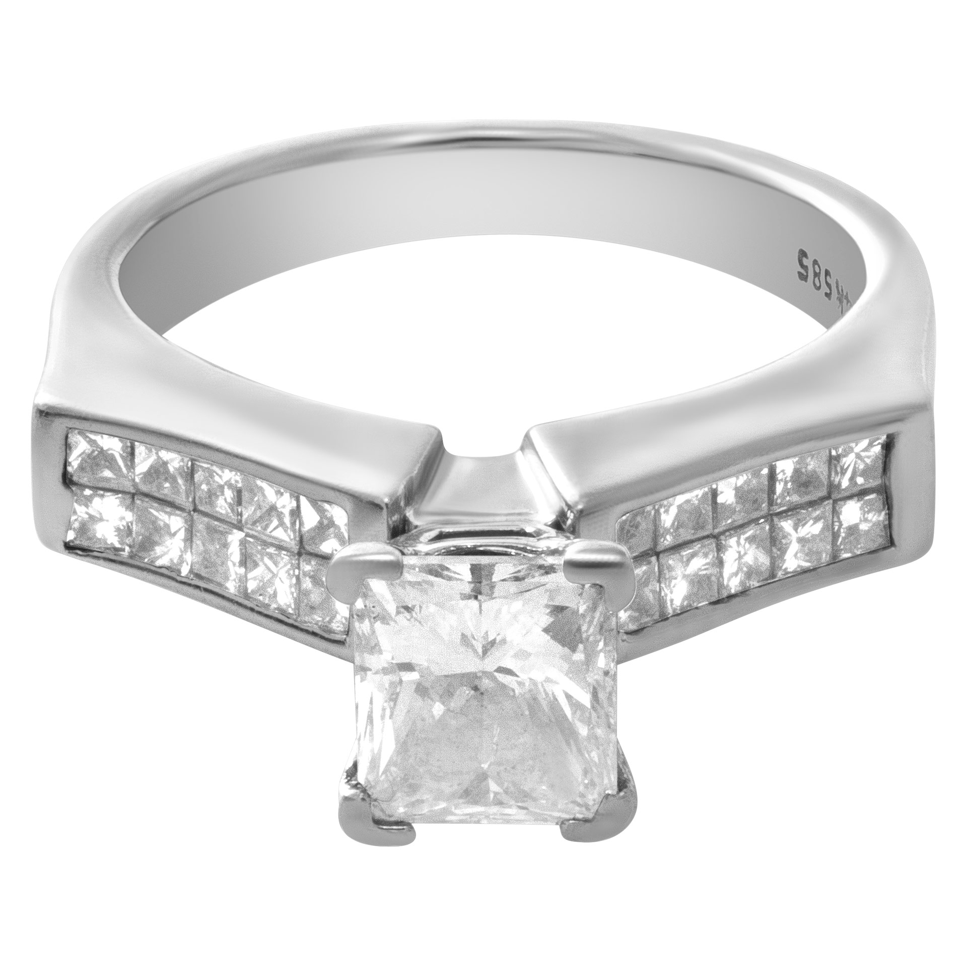 GIA certified diamond engagement ring with 1.01cts rectangular diamond (F color, SI2 clarity) set in 14k white gold image 4