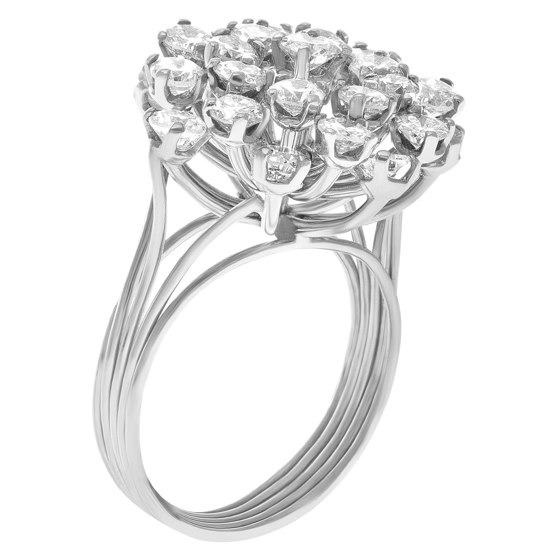 Flower diamond ring.  2.55 cts in round cut diamonds set in platinum. Size 5.5 image 2