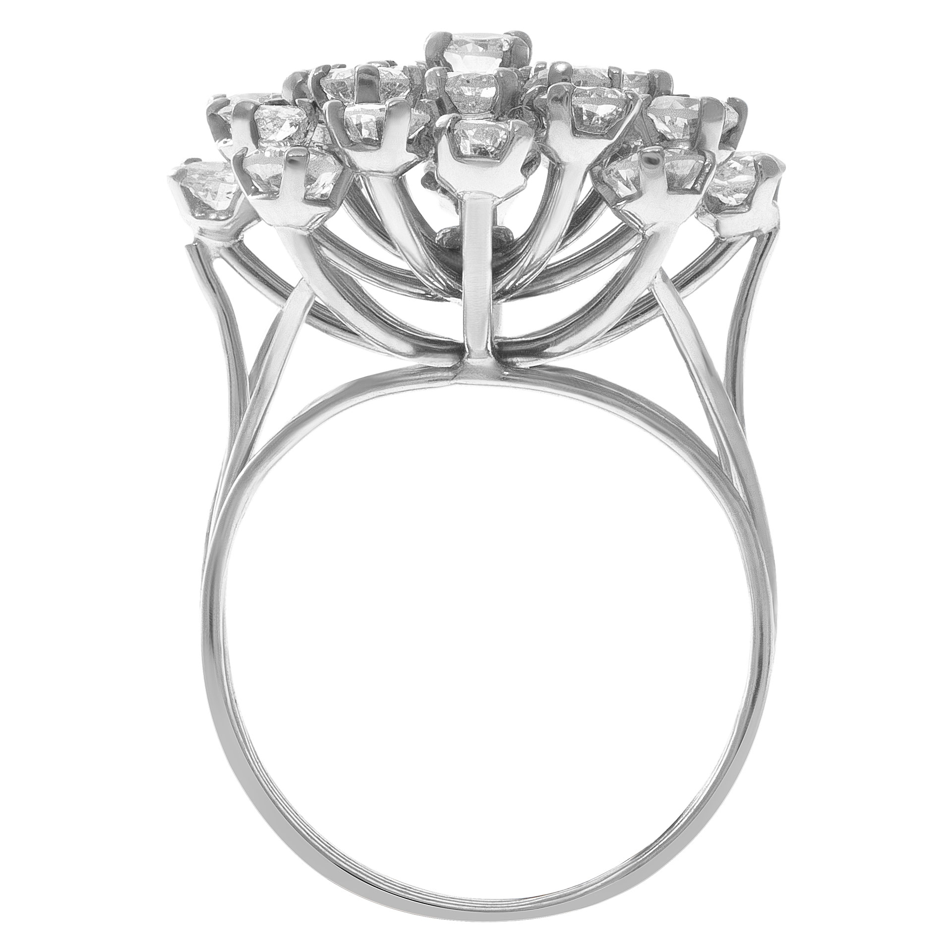 Flower diamond ring.  2.55 cts in round cut diamonds set in platinum. Size 5.5 image 3