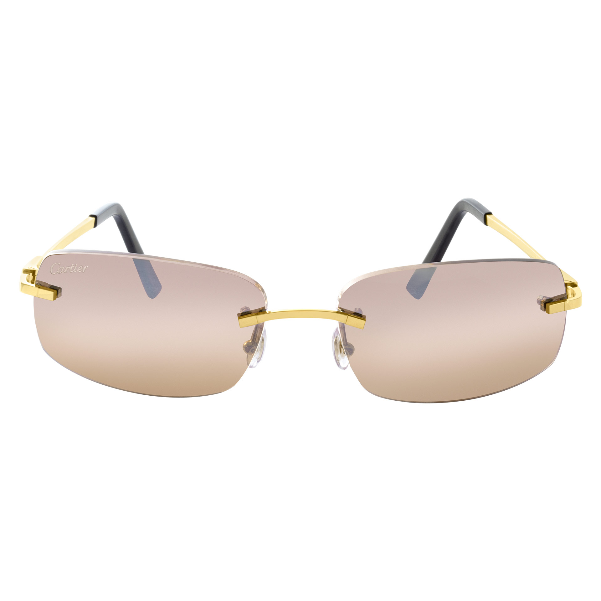 Cartier glasses in 18k gold plated frame with diamond accent at the temple image 1