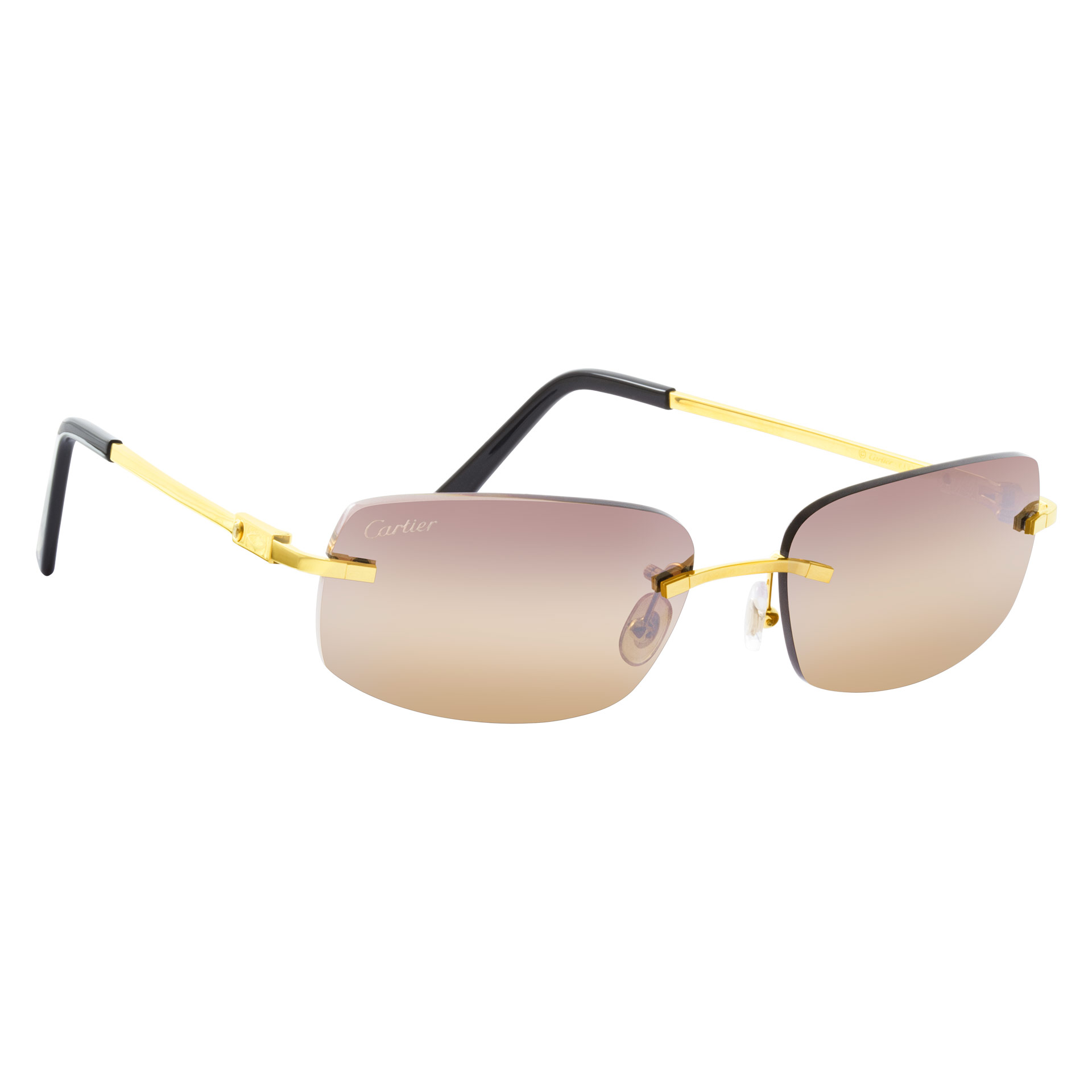 Cartier glasses in 18k gold plated frame with diamond accent at the temple image 2