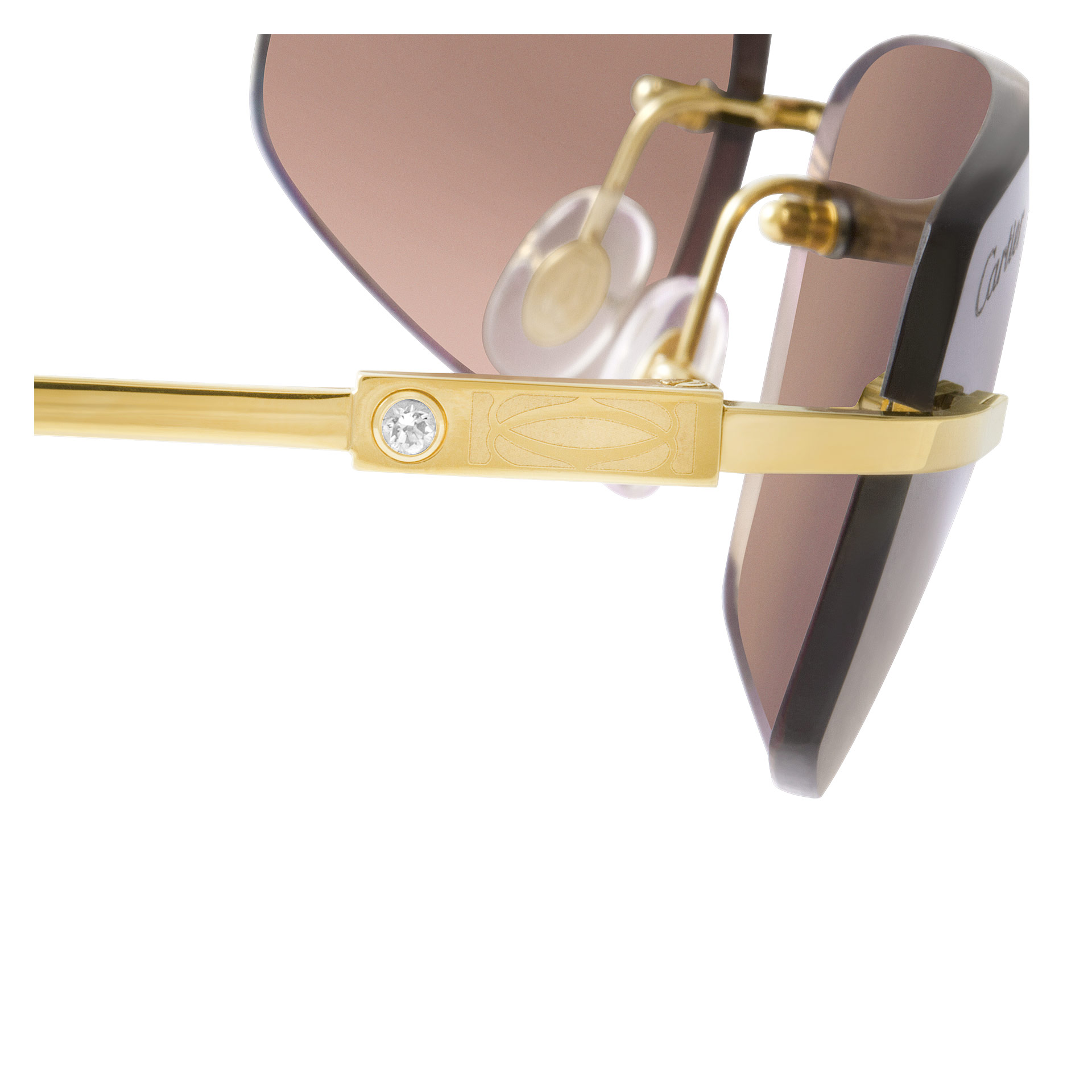 Cartier glasses in 18k gold plated frame with diamond accent at the temple image 4