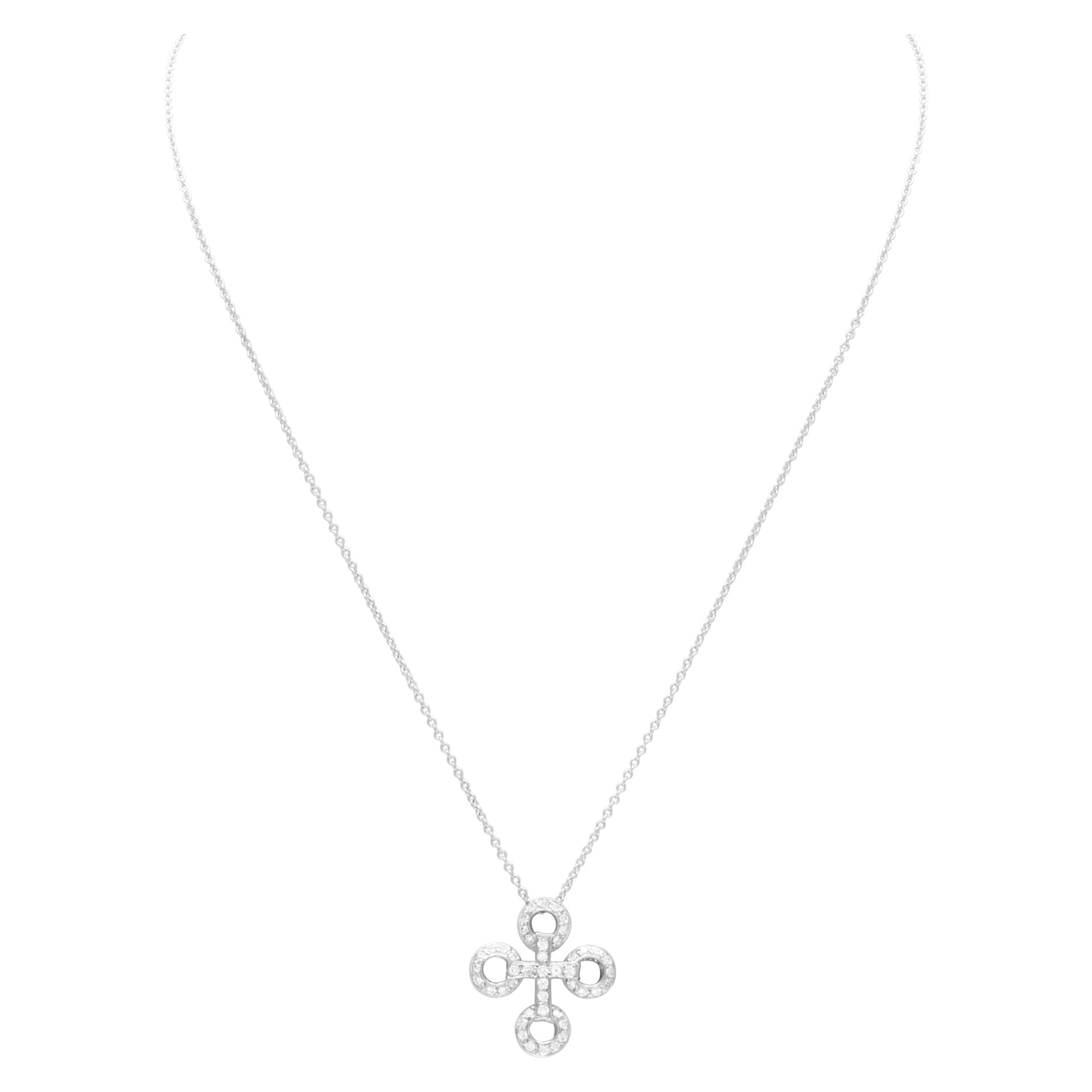 Pave Diamond cross necklace in 18k white gold. 0.50 carats in diamonds image 2
