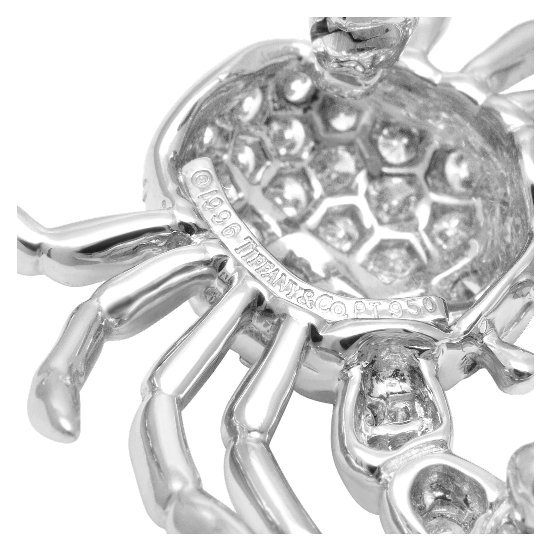 Tiffany & Co diamond platinum crab pin/broach. 0.86 carat in diamonds. image 3