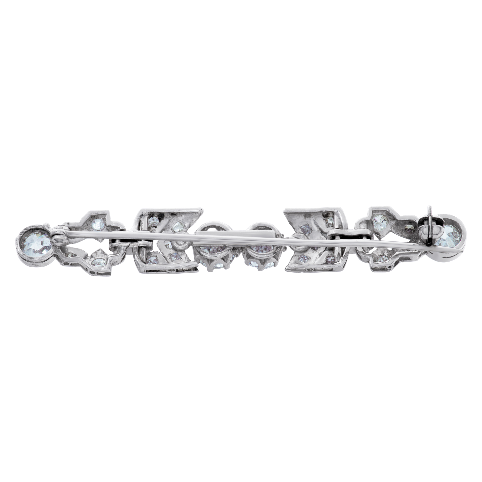 Art Deco Diamonds Bar/Pin In Platinum. European Round Brilliant Cut Diamonds Total Approx. Weight: 3.00 Carats, image 4