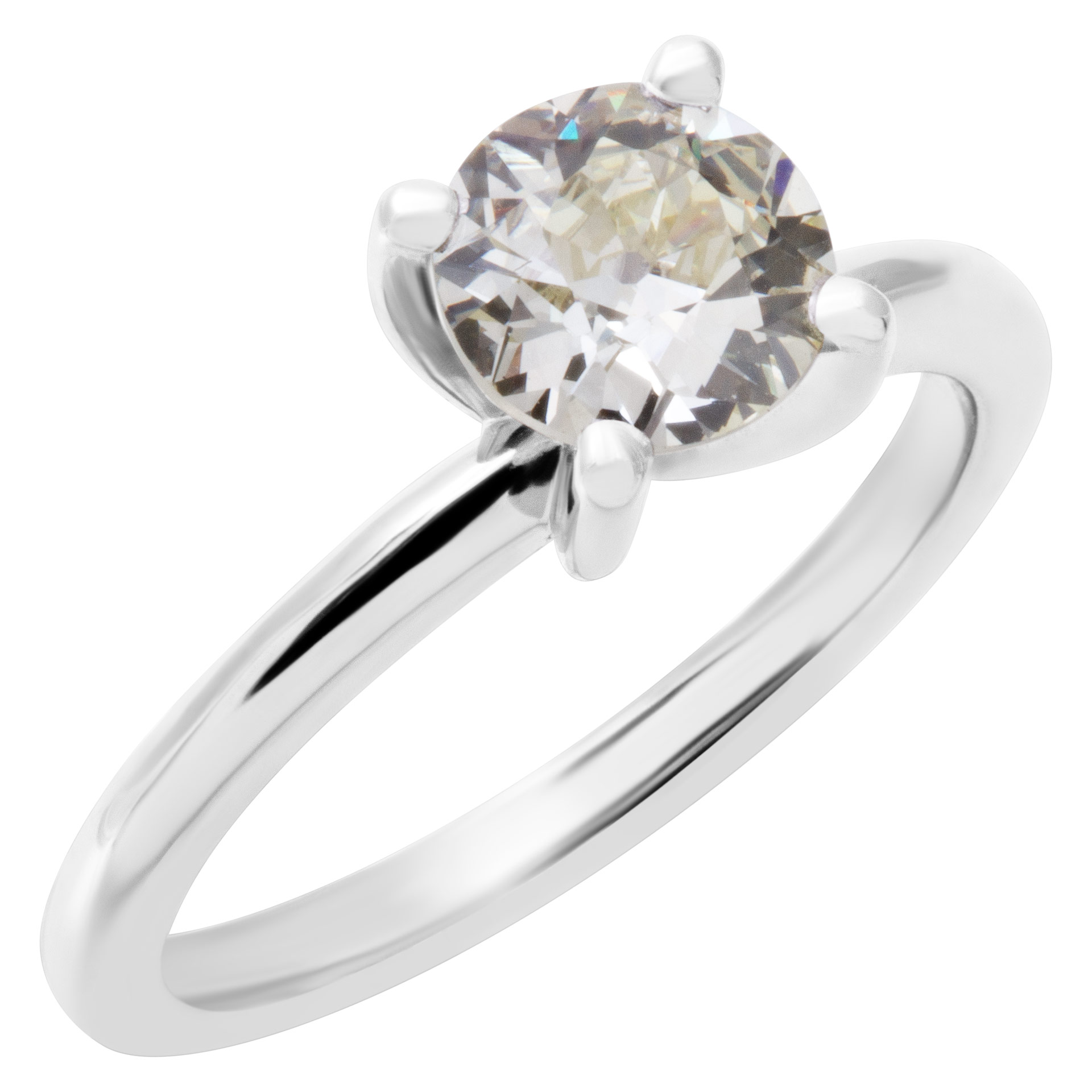 GIA certified old europeam brilliant cut diamond 1.09 carat (O to P range, VS1 clarity) solitaire ring set in platinum image 2