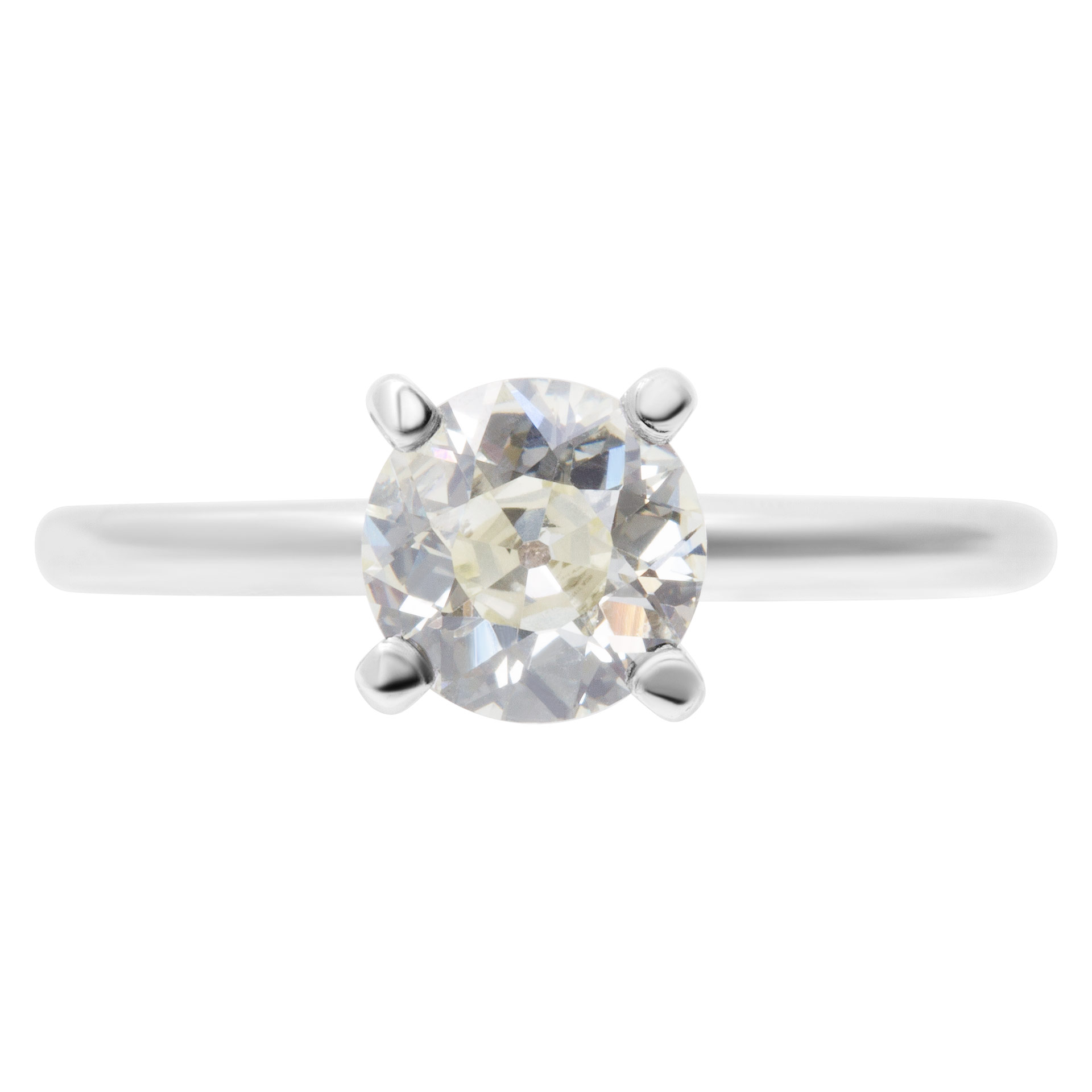 GIA certified old europeam brilliant cut diamond 1.09 carat (O to P range, VS1 clarity) solitaire ring set in platinum image 3