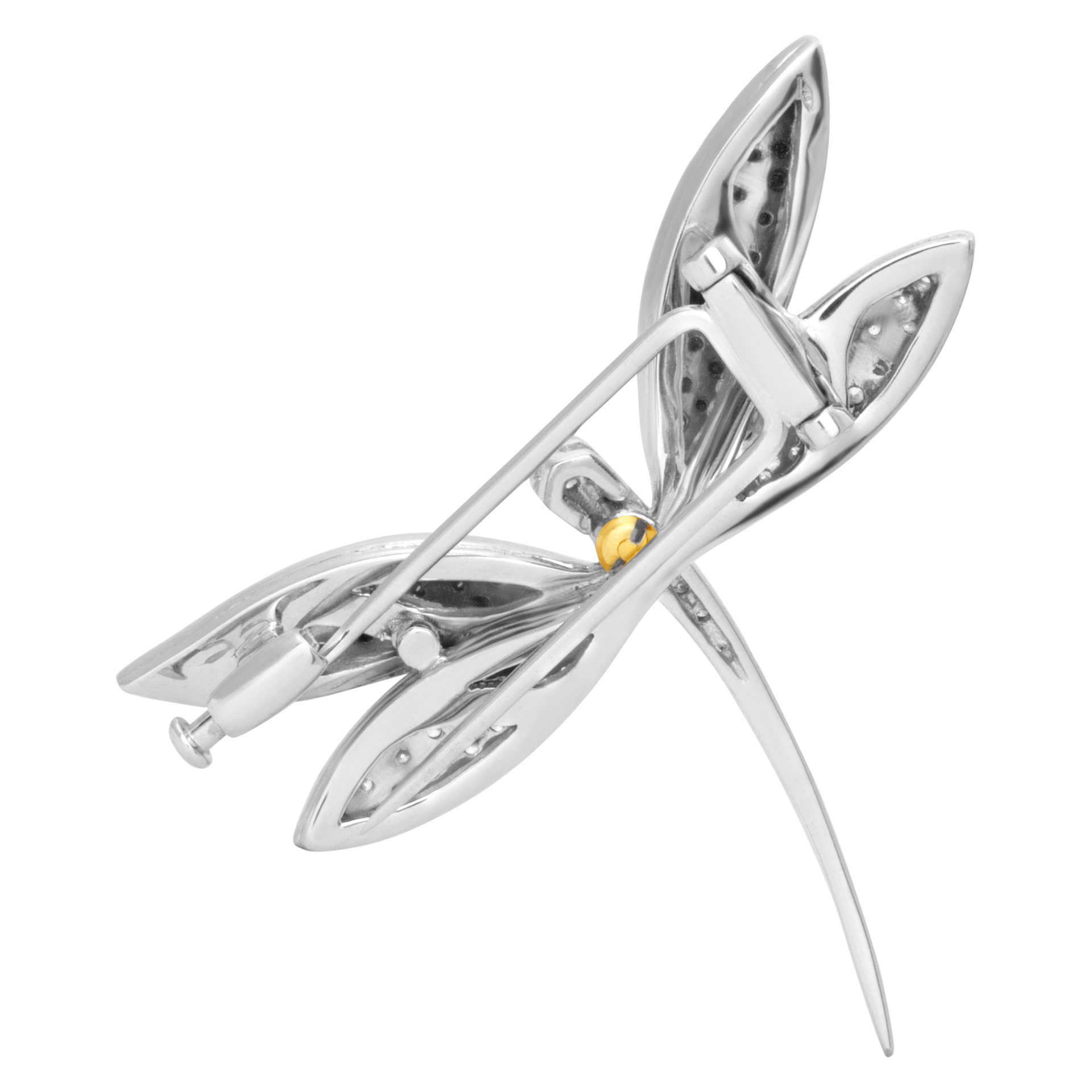 Dragonfly pin in 18k white gold with apptox. 0.60 ct in white diamonds and 0.80 ct in black diamonds image 2
