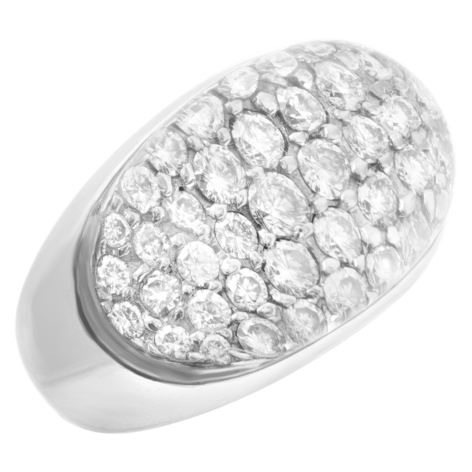 18k white gold pave diamonds & crystal dome ring image 2