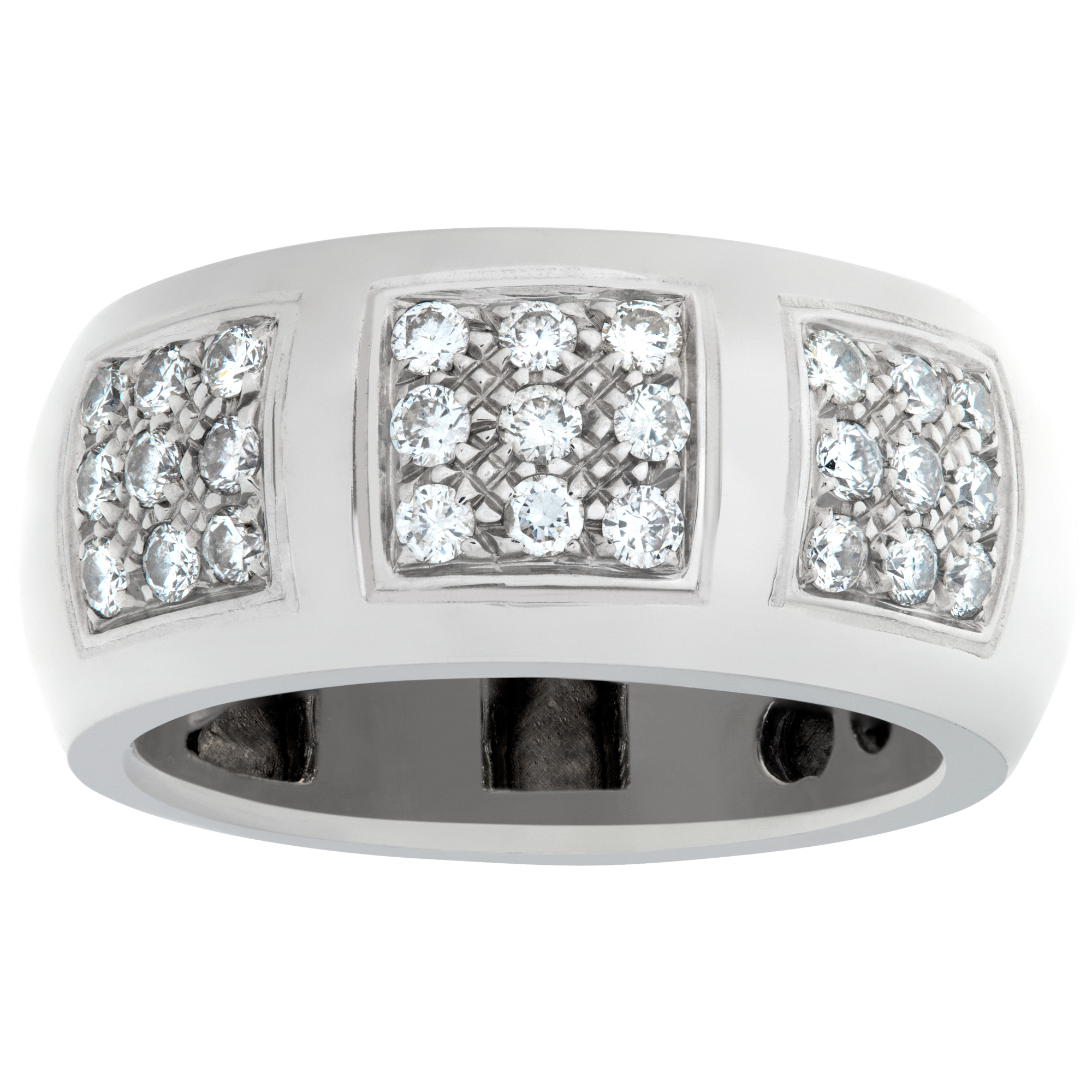 Wide diamonds band set in 18k white gold. Round  brilliant cut  diamonds total approx. weight: 1.50 carat image 1