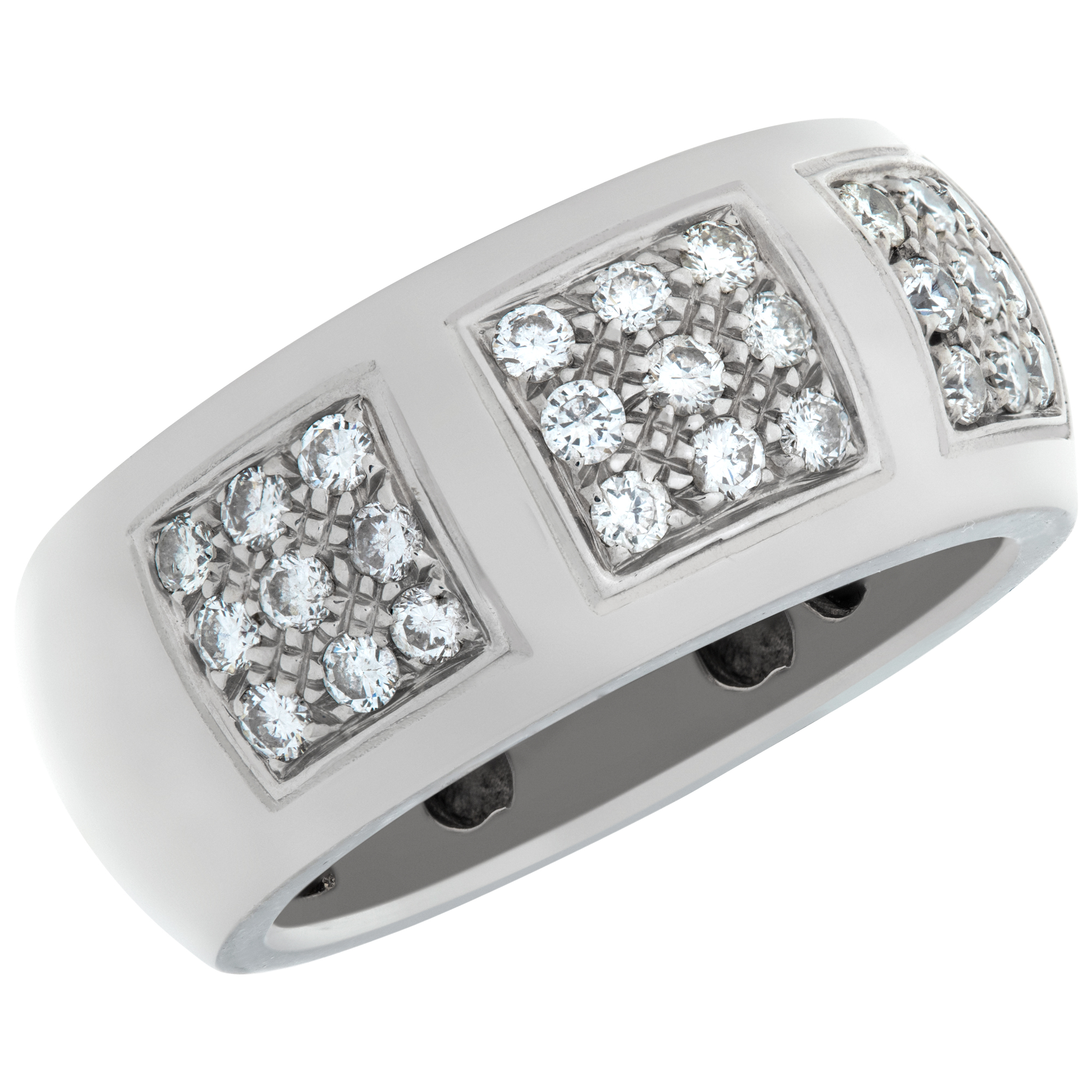 Wide diamonds band set in 18k white gold. Round  brilliant cut  diamonds total approx. weight: 1.50 carat image 3