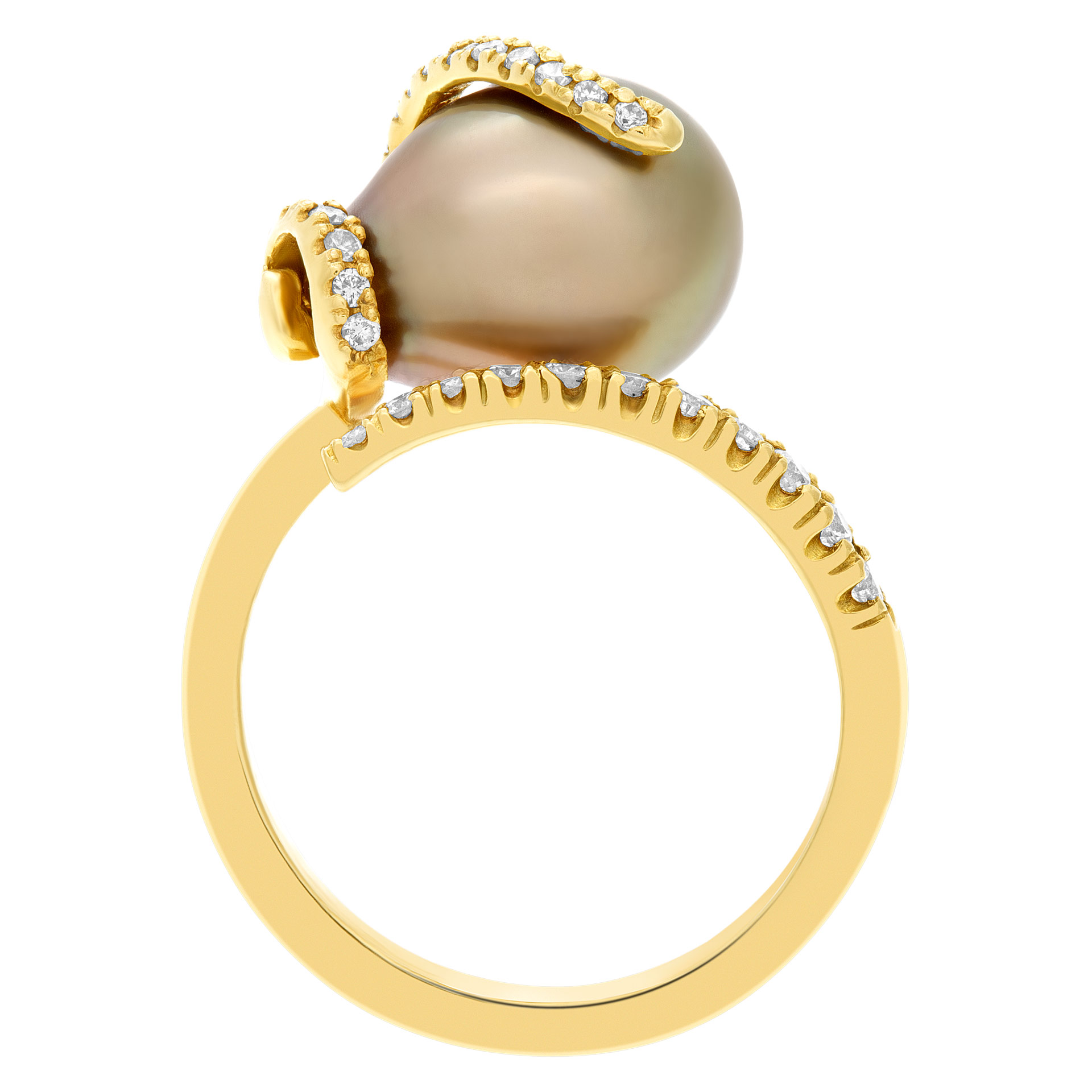 South Sea pearl ring with diamond accents in 18k gold image 4