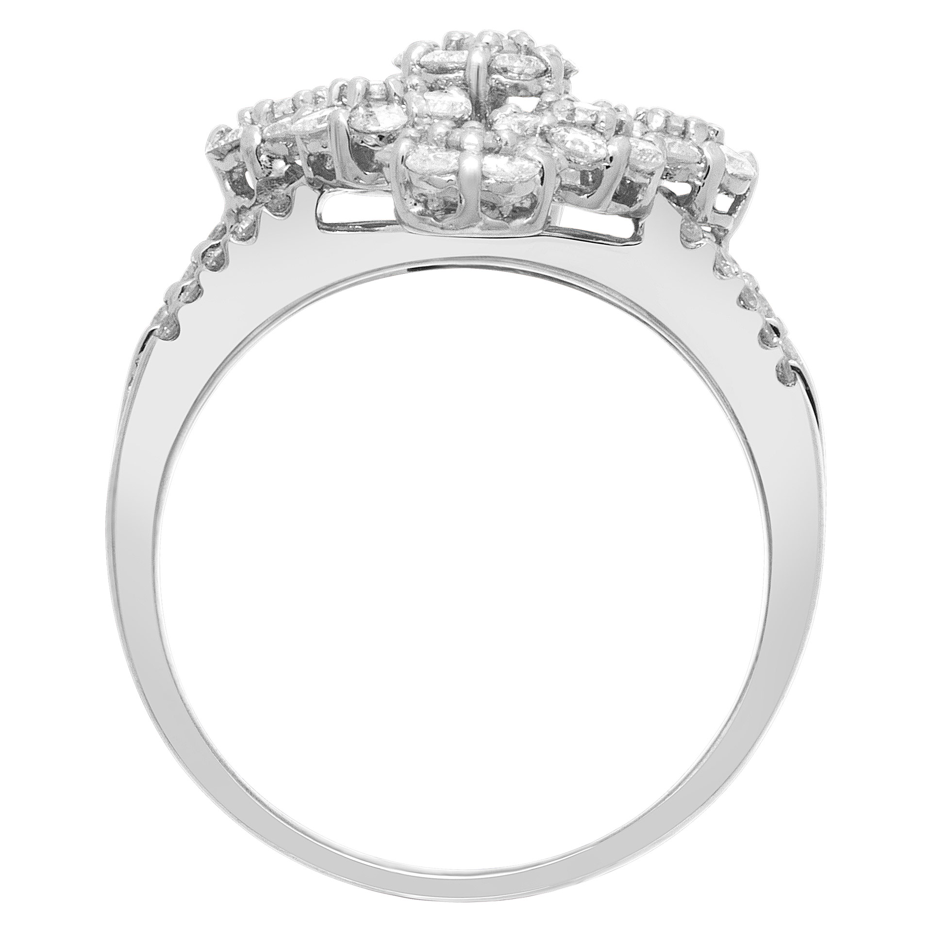Elegant diamond flower ring with over 1 carat in diamonds in 18k white gold image 3