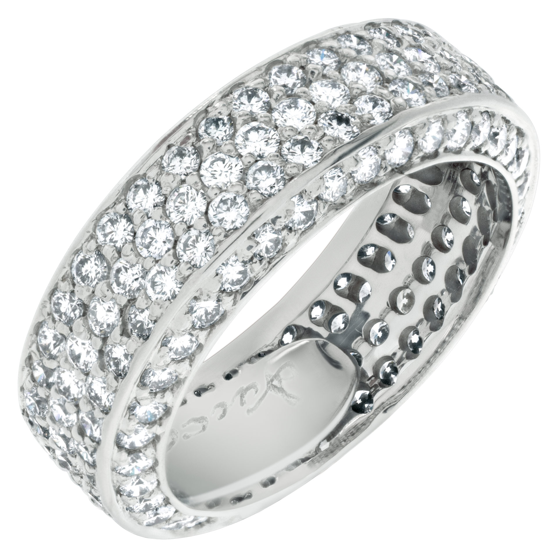 Pave Diamond Eternity Band and Ring with over 1.5 carats Diamonds set in 18K White gold image 2