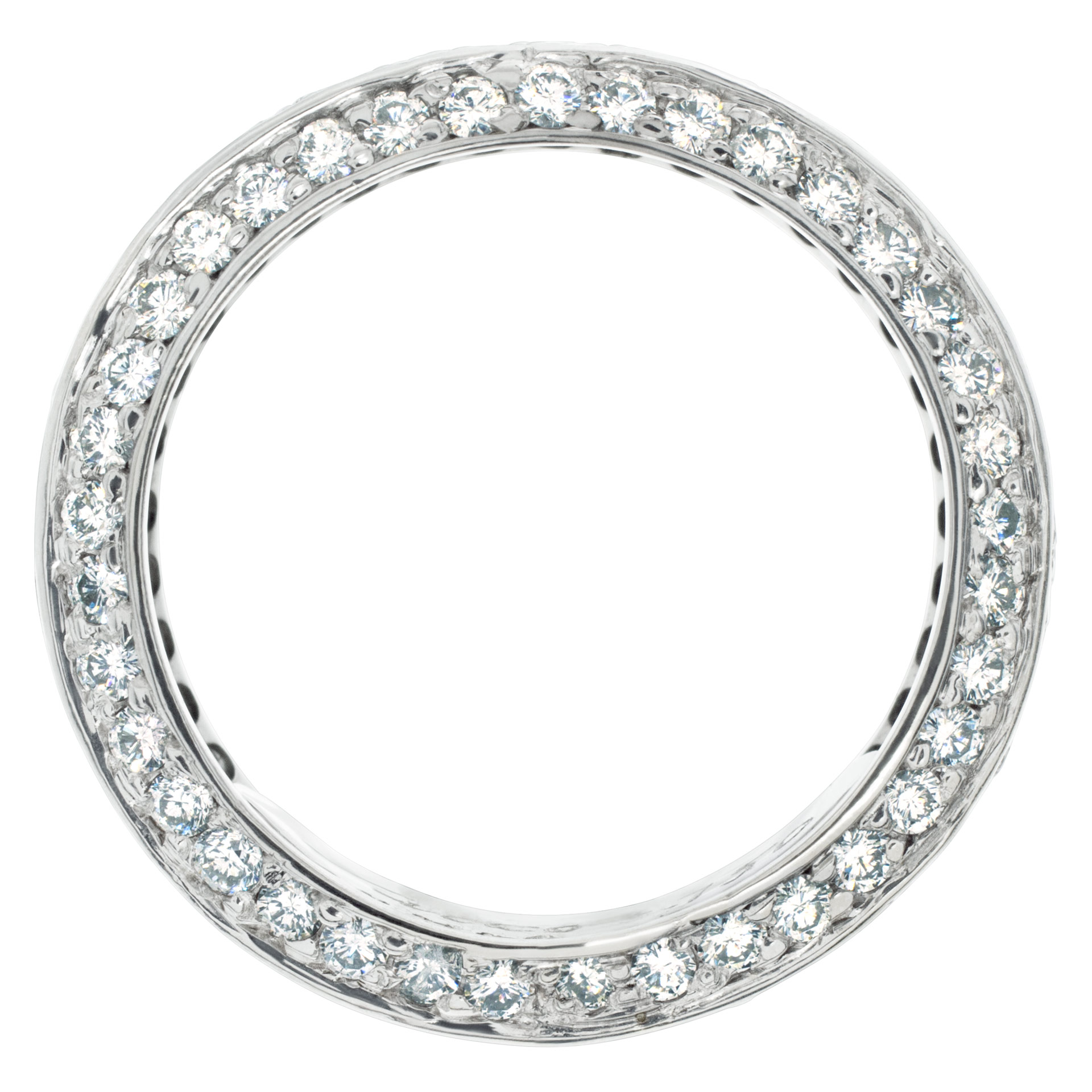 Pave Diamond Eternity Band and Ring with over 1.5 carats Diamonds set in 18K White gold image 3