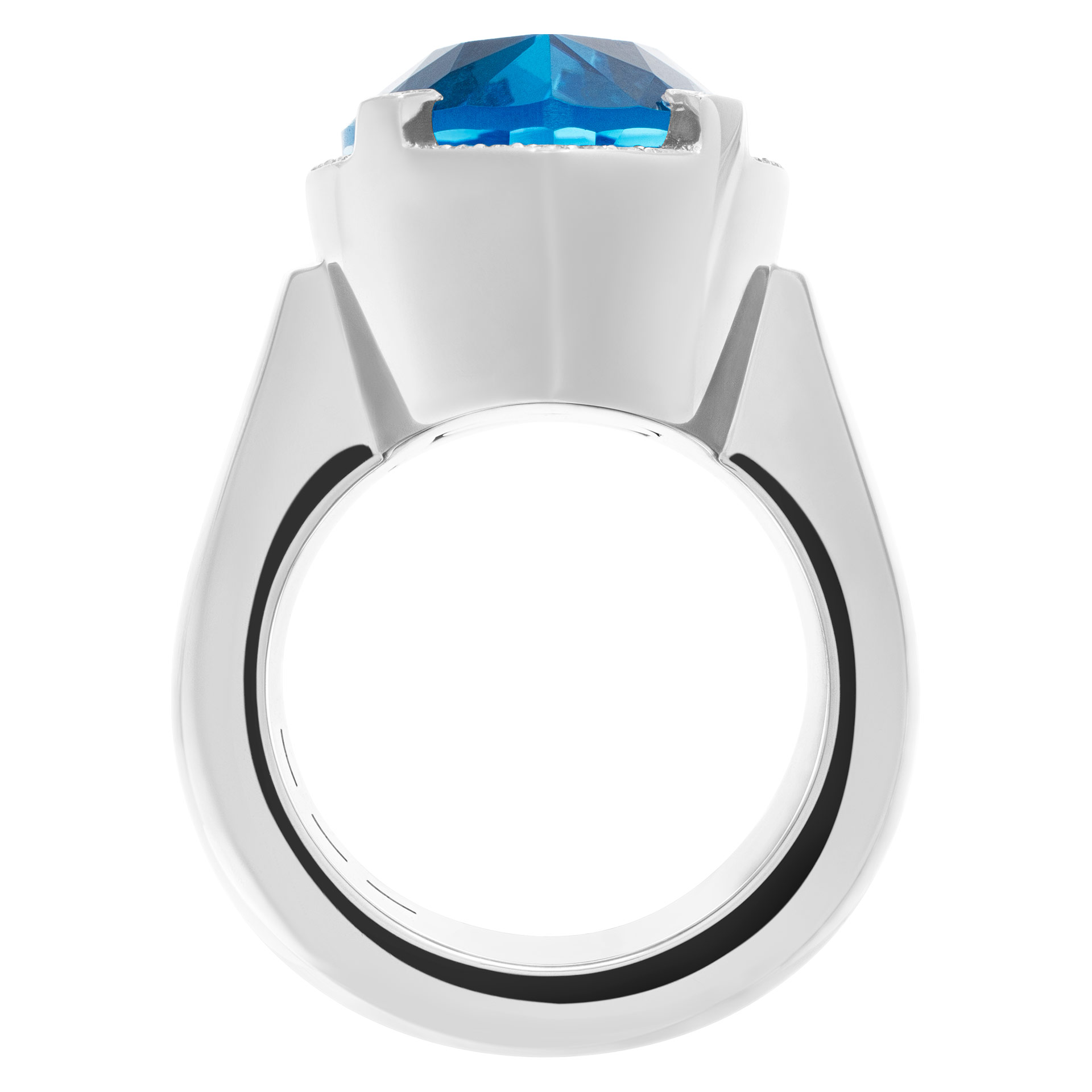 Marquise cut Royal Blue topaz & diamonds ring set in 18k white gold. image 3