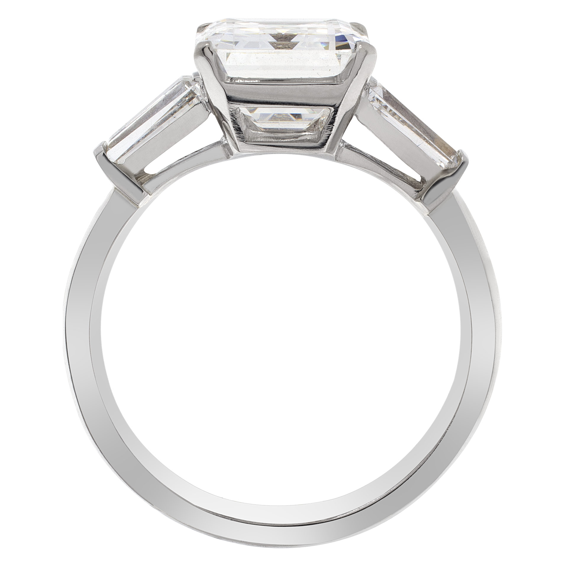 GIA certified emerald cut 3.95 carat (F color, VVS2 clarity) ring set in platinum setting image 4