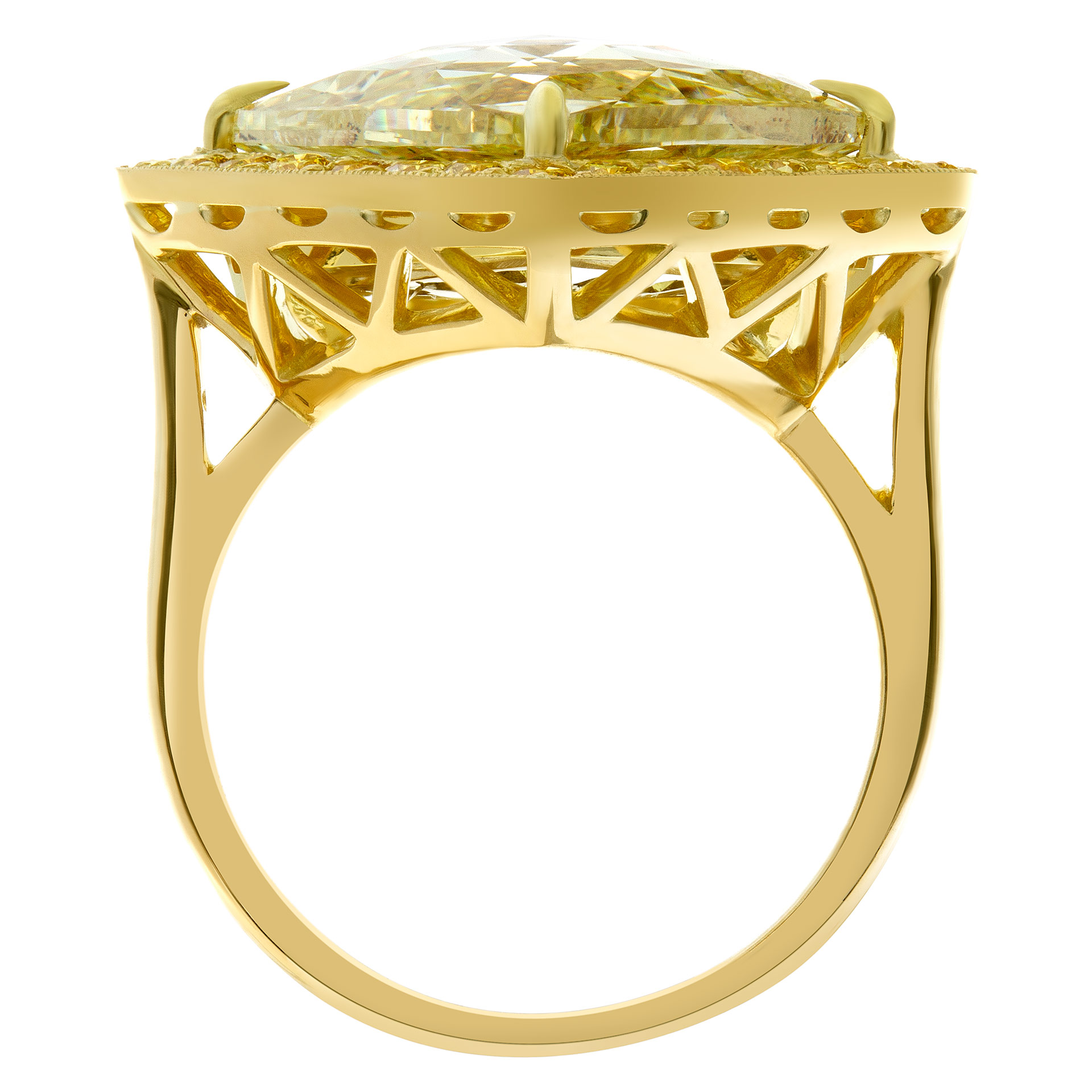 GIA certified modified pentagon brilliant 7.16 carat (Natural, Fancy Yellow color, I1 clarity) ring image 3