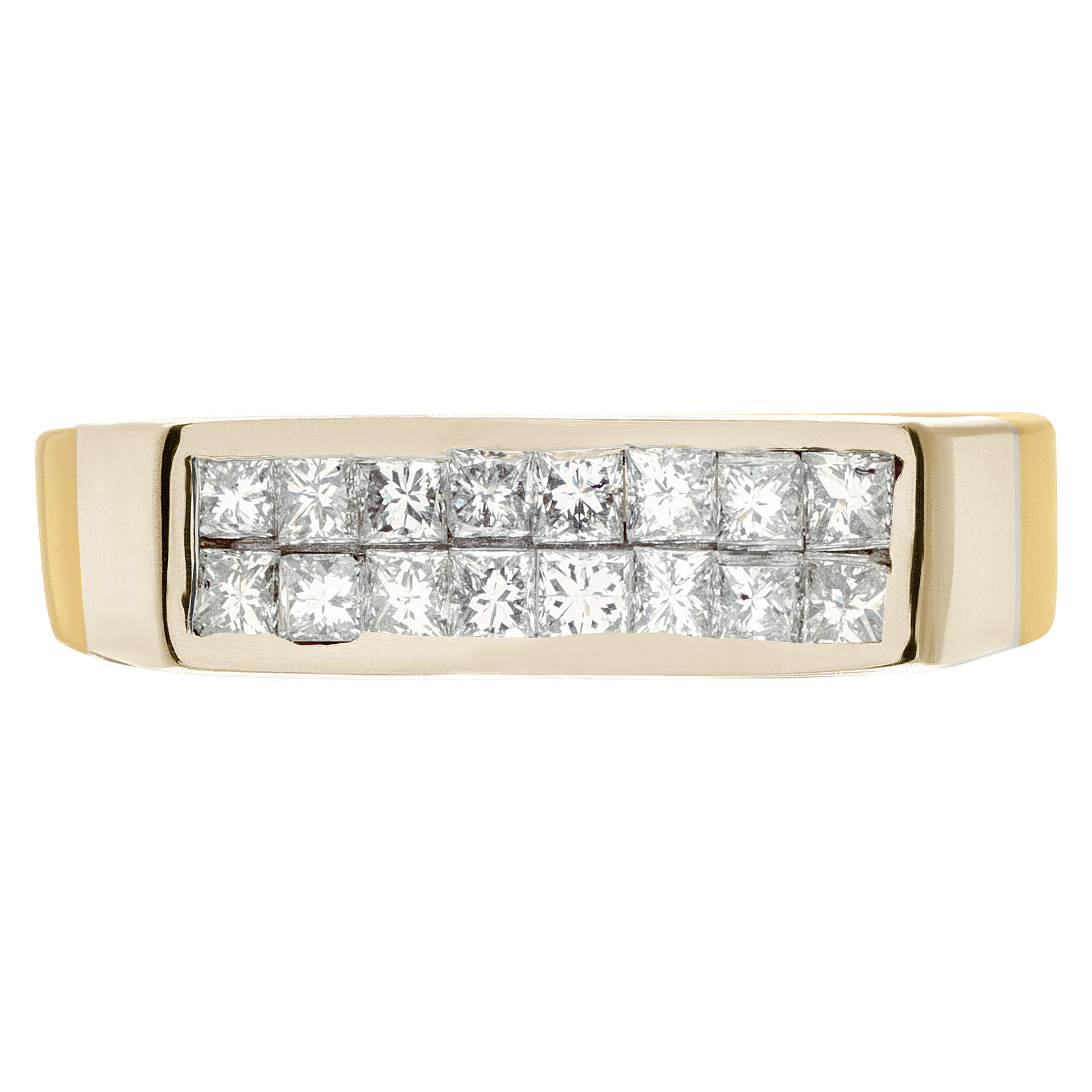 Mens diamond ring in 14k yellow gold with .64 cts in diamond accents image 1