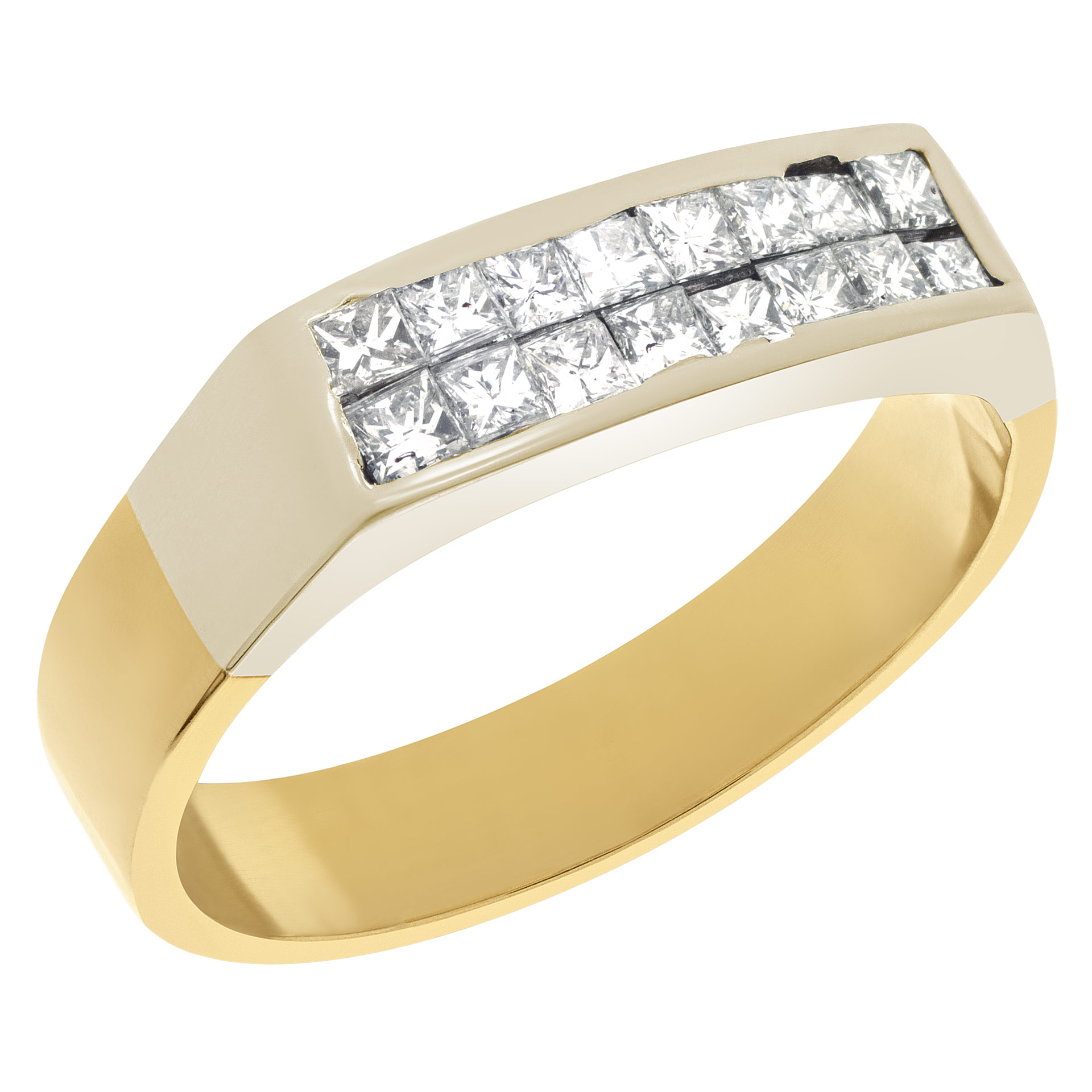 Mens diamond ring in 14k yellow gold with .64 cts in diamond accents image 2