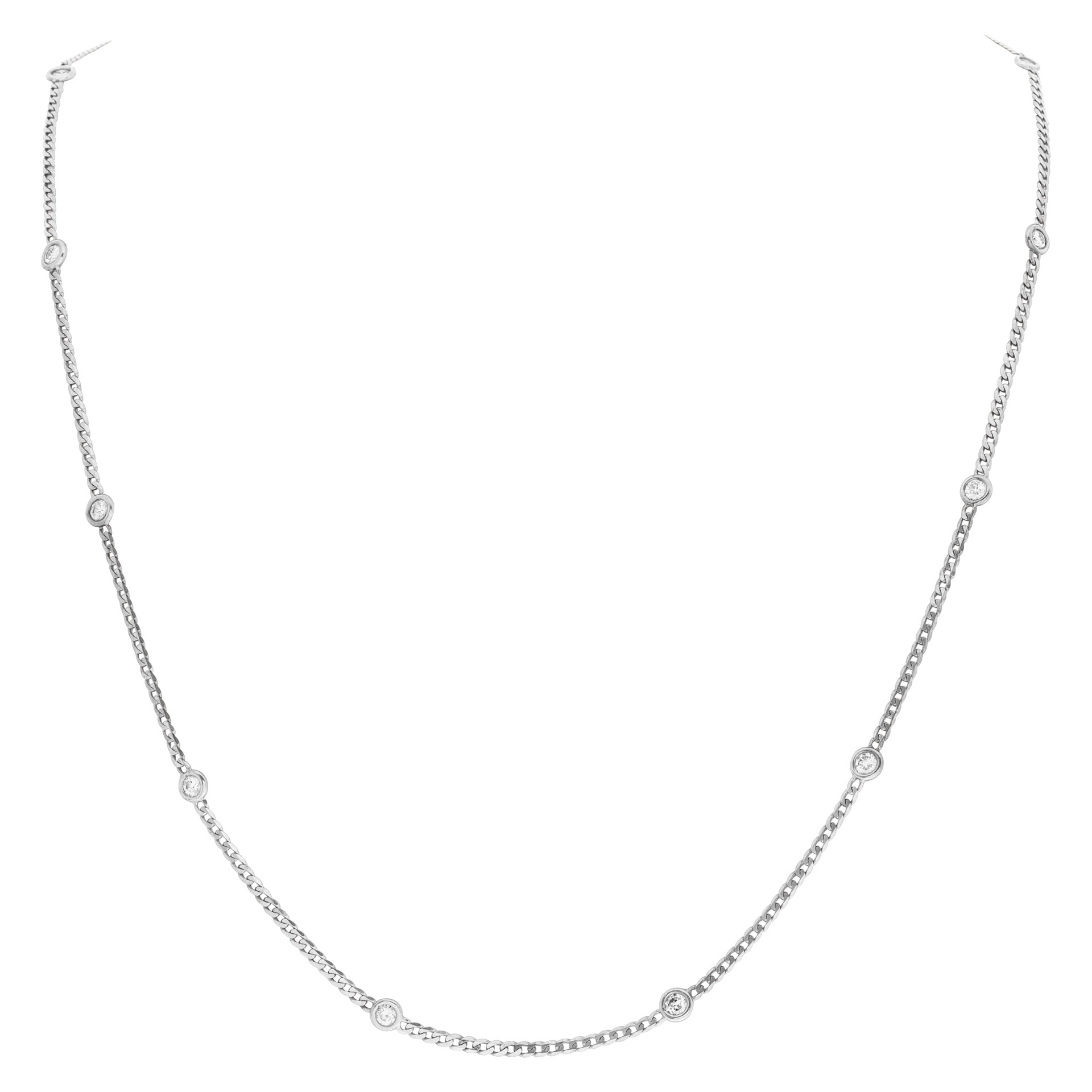 "Diamonds by the Yard" chain/necklace in 14k white gold. With 15 bezeled round brilliant cut diamonds, total approx. weight:1.66 carat. 24". image 1