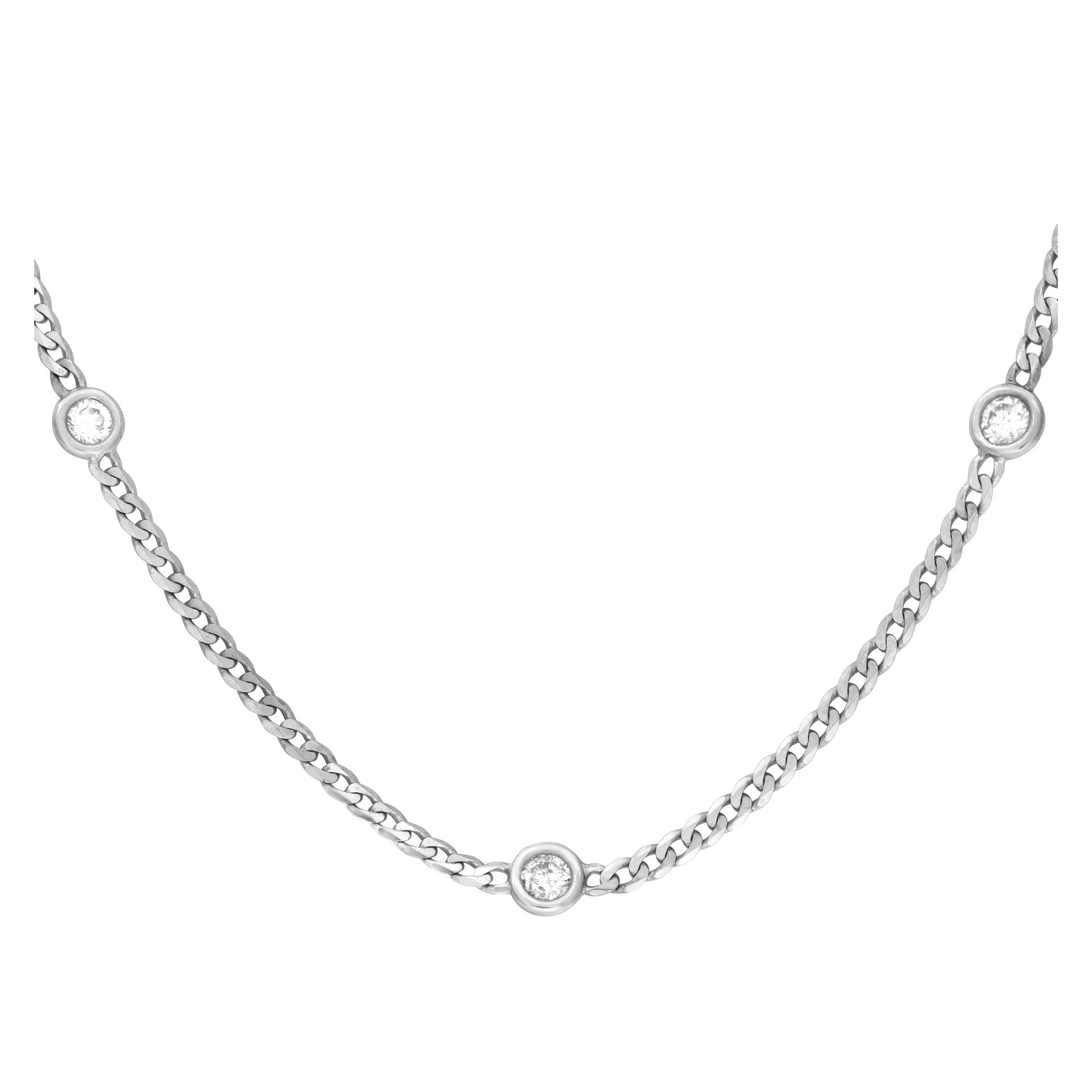 "Diamonds by the Yard" chain/necklace in 14k white gold. With 15 bezeled round brilliant cut diamonds, total approx. weight:1.66 carat. 24". image 2