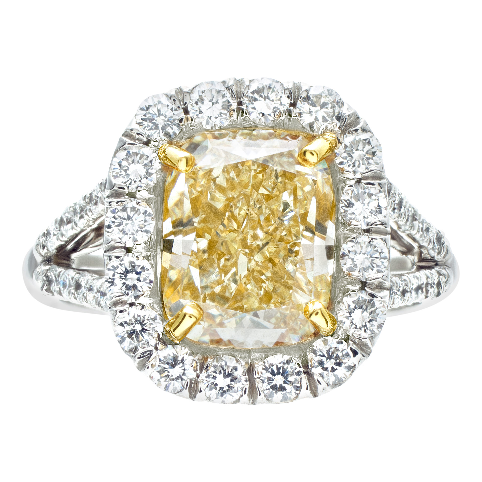 GIA certified 3.02 ct diamond ring fancy light yellow VVS2 clarity image 1