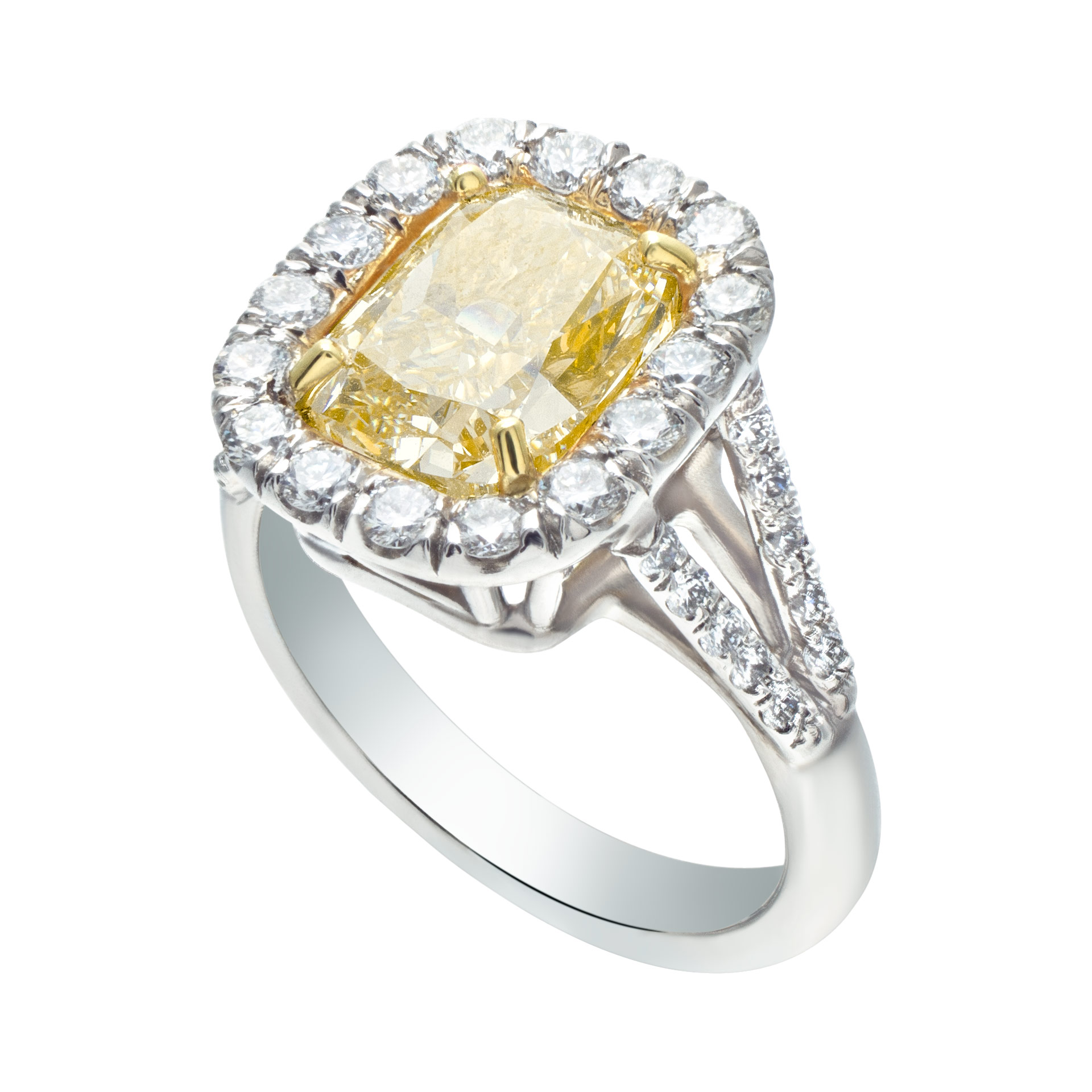 GIA certified 3.02 ct diamond ring fancy light yellow VVS2 clarity image 2