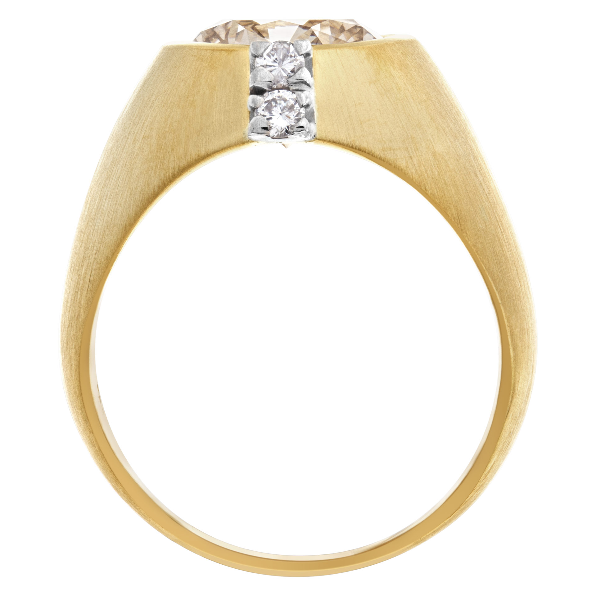 GIA Certified Kutchinsky diamond ring in 18k yellow gold. Warm and bright 4.23 carat center diamond champgane color, VS1 clarity image 5