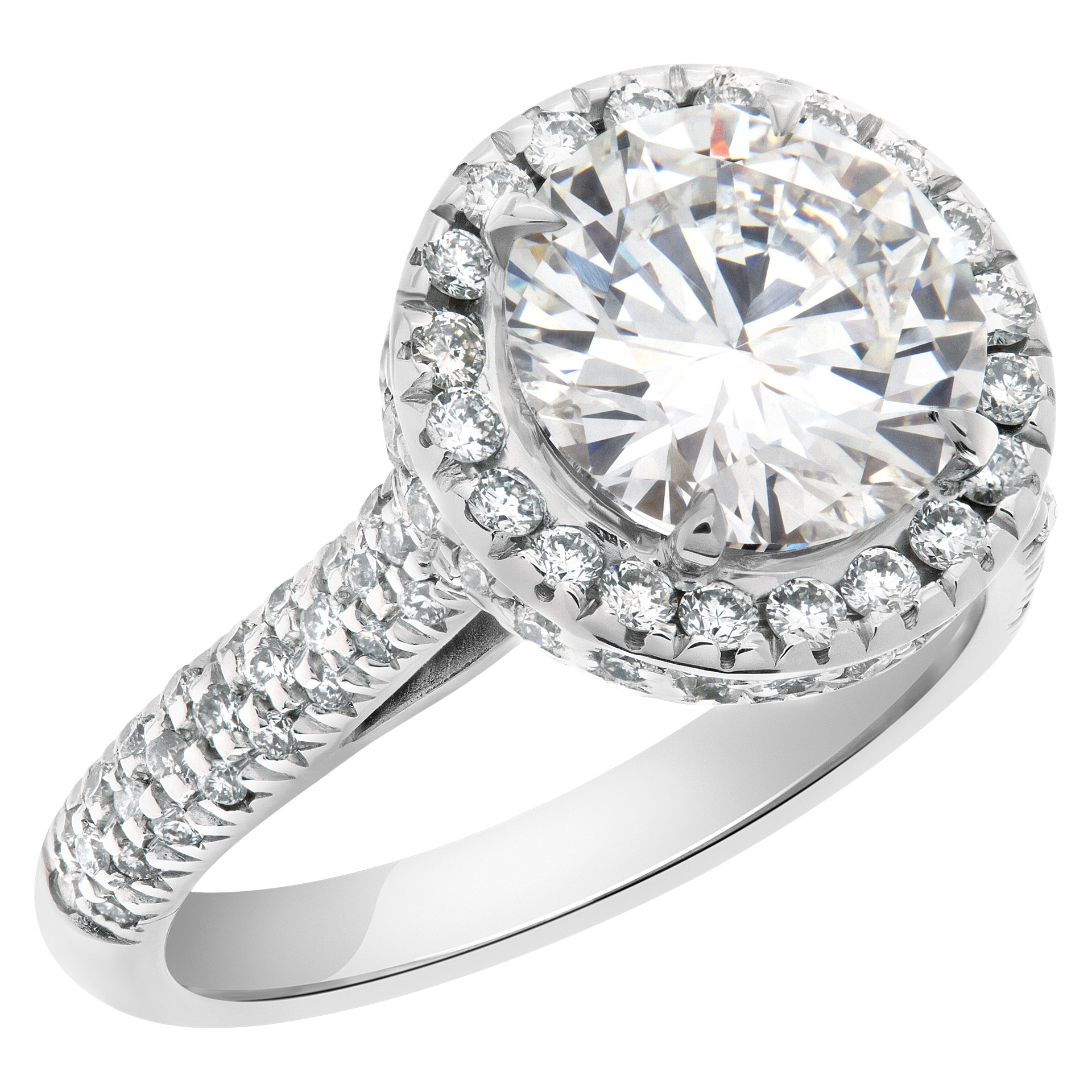 GIA Certified Round Brilliant  Cut Diamond Ring  2.01 Carats(F Color Si1 Clarity) Set In  18k White image 2