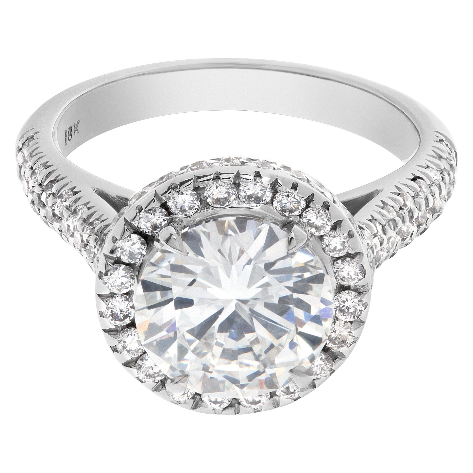 GIA Certified Round Brilliant  Cut Diamond Ring  2.01 Carats(F Color Si1 Clarity) Set In  18k White image 3