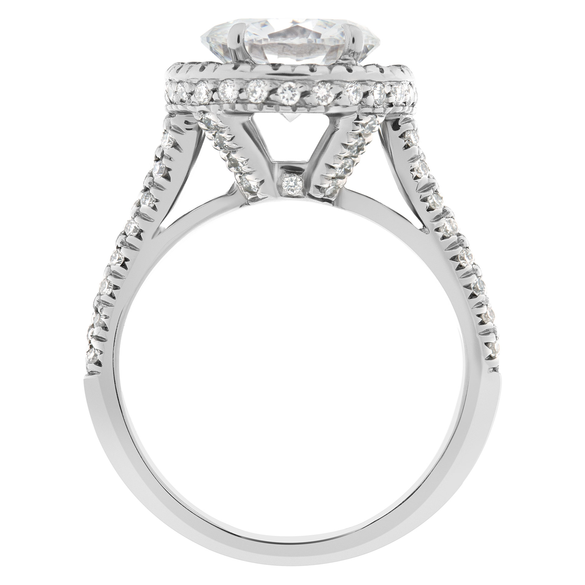 GIA Certified Round Brilliant  Cut Diamond Ring  2.01 Carats(F Color Si1 Clarity) Set In  18k White image 4