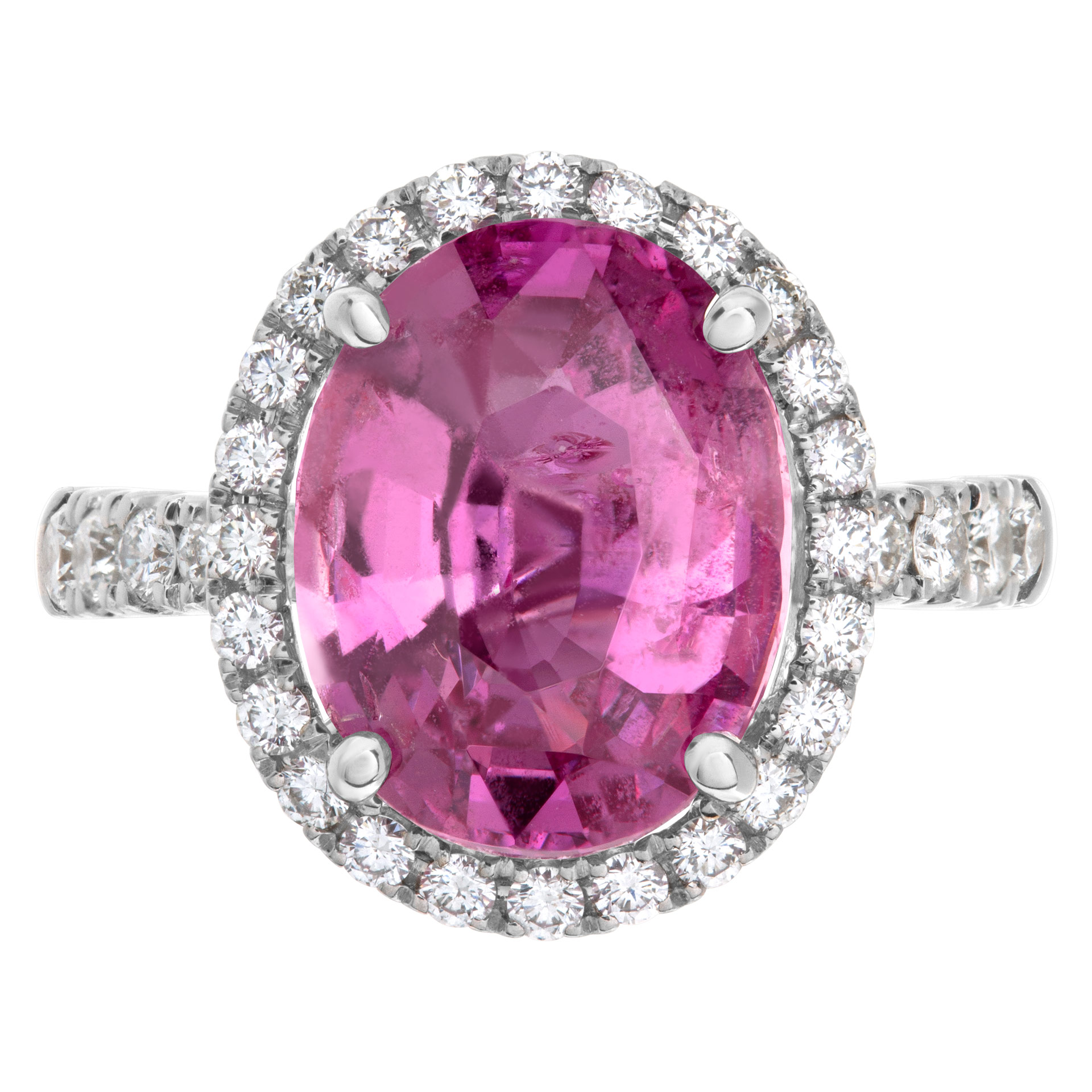 GIA certified pink sapphire and diamond ring in 18k white gold image 1