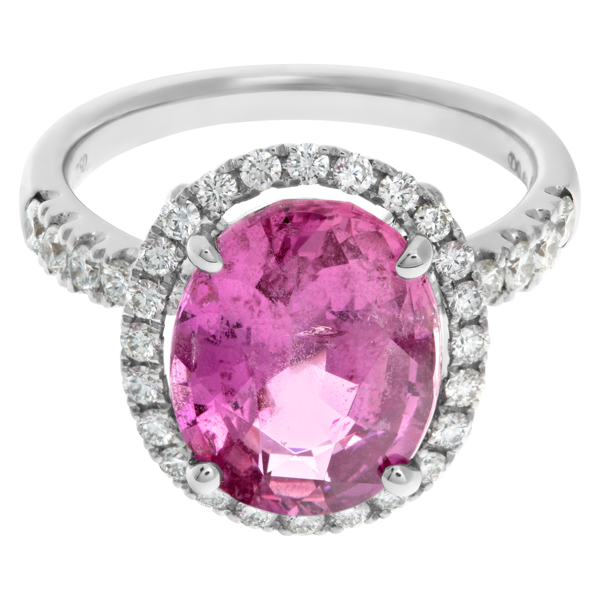 GIA certified pink sapphire and diamond ring in 18k white gold image 3