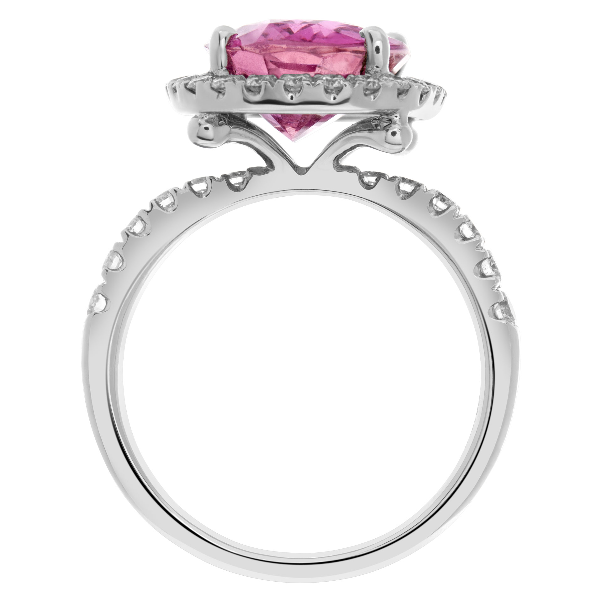 GIA certified pink sapphire and diamond ring in 18k white gold image 4