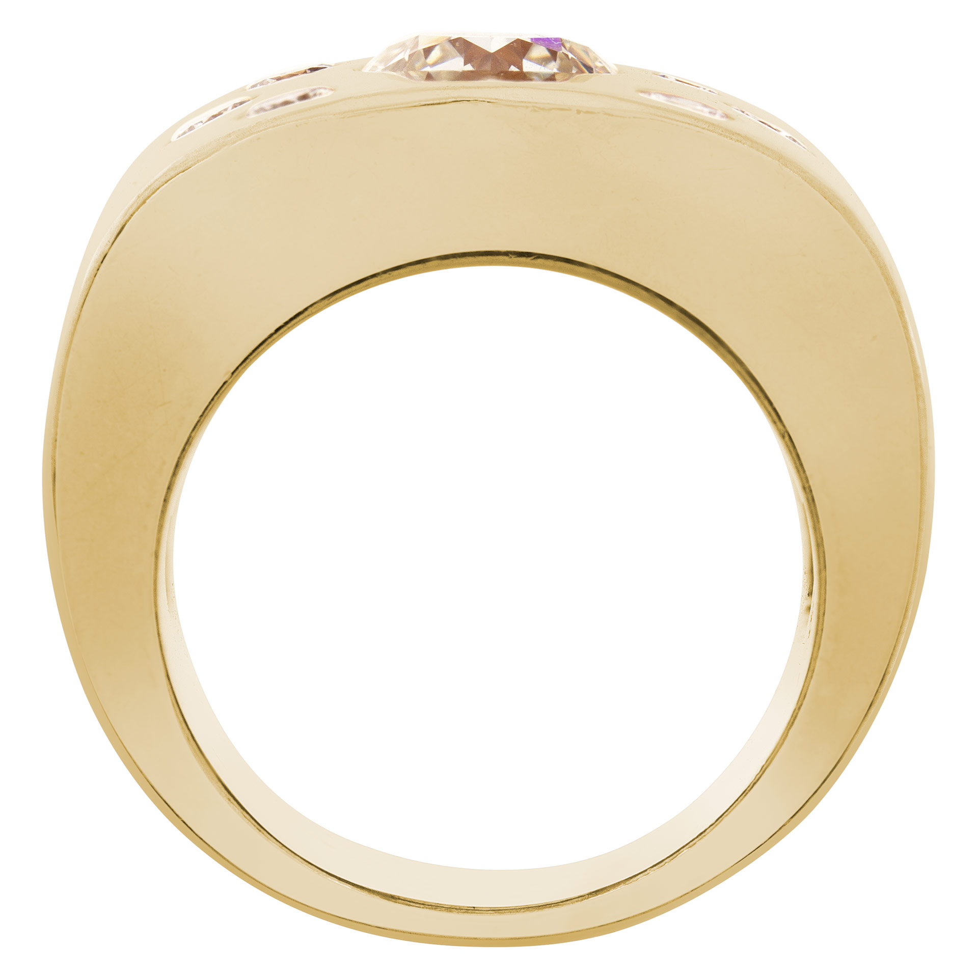 Wide diamonds ring in solid 14k yellow gold. Round brilliant cut diamonds total approx. weight: 1.42 carat,` image 4