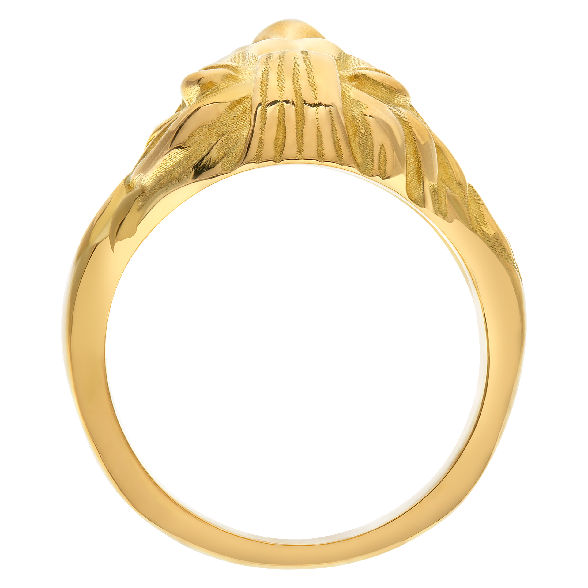 Lion of Judah ring with Platinum Teeth Holding GIA 0.52 Carat Diamond Ruby Eyes Set In 18k image 5